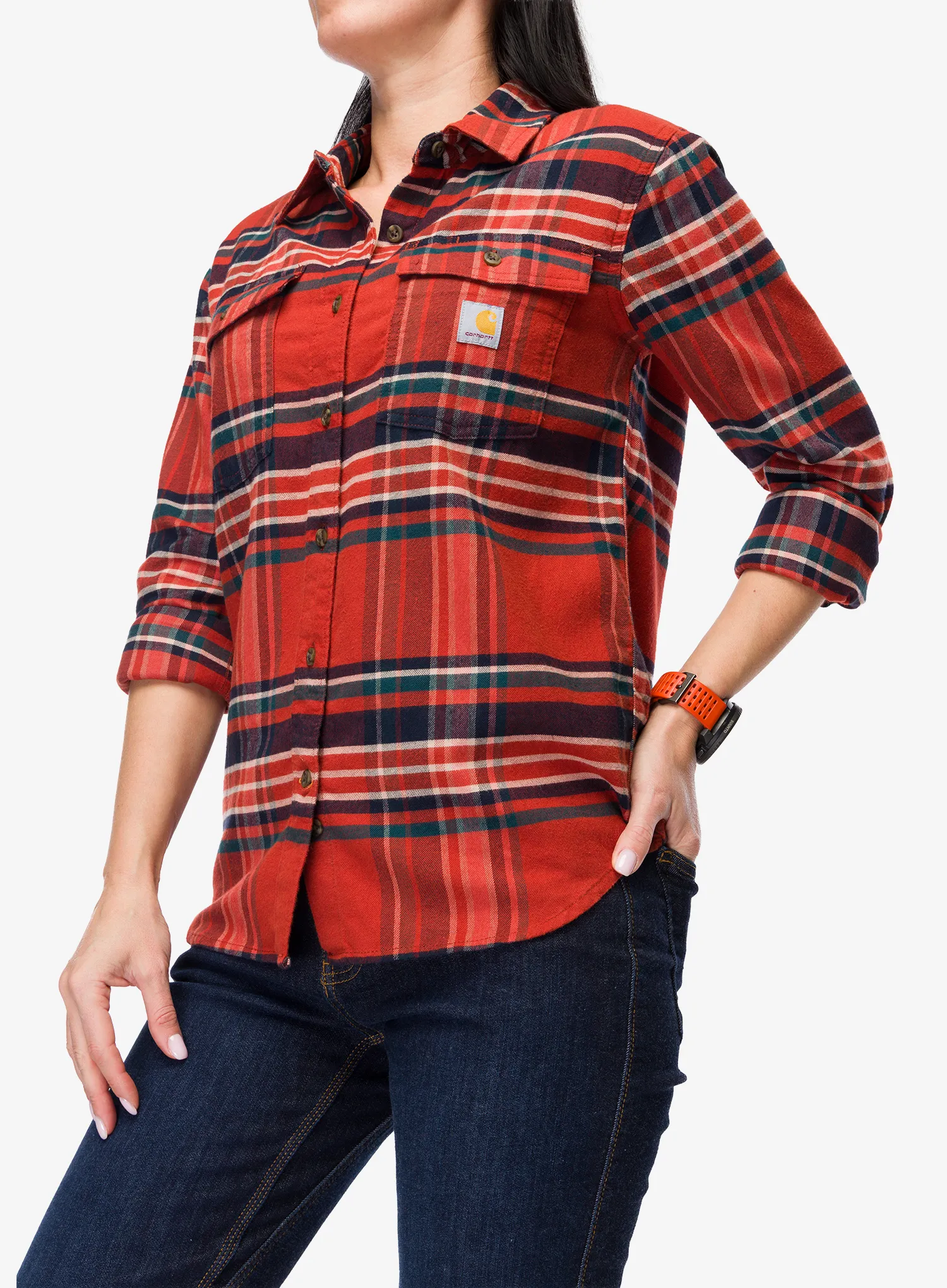 Ženska planinarska košulja Carhartt Tencel Fiber Series L/S Flannel Shirt - spice red