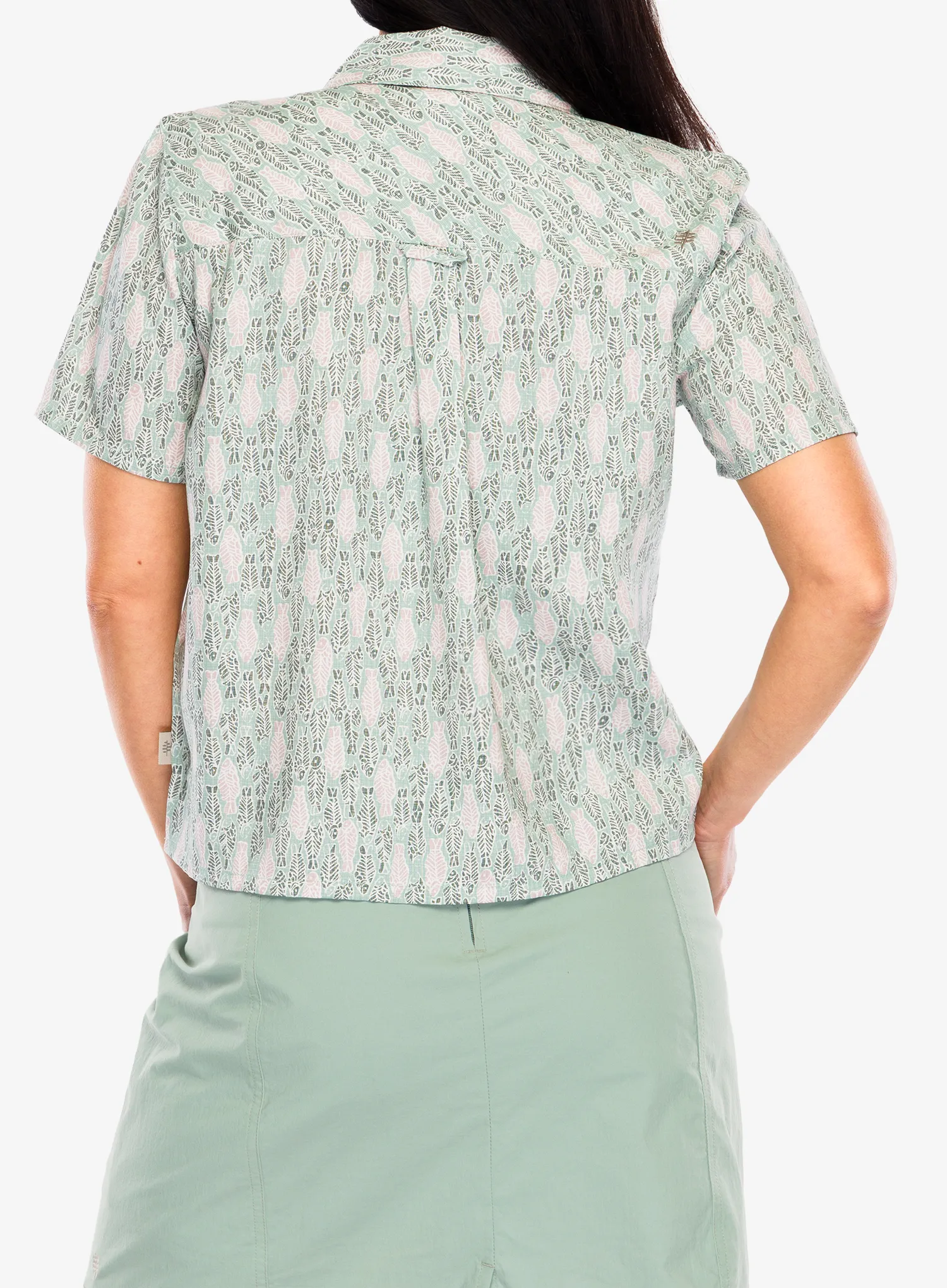 Ženska planinarska košulja Royal Robbins Camino Pucker S/S - sage leaf fish pt