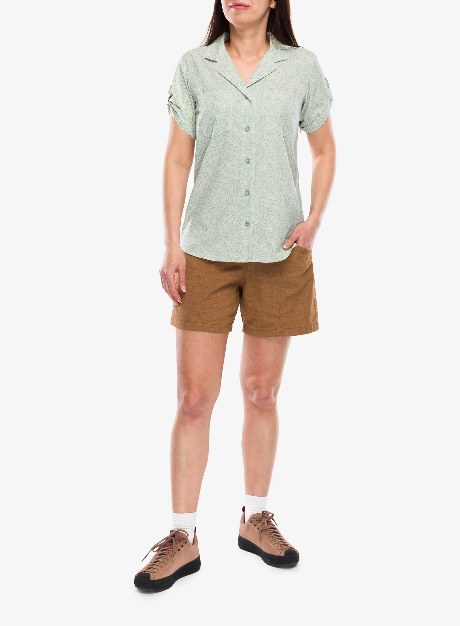 Ženska planinarska košulja Royal Robbins Spotless Evolution Meadow SS - sage leaf briar pt