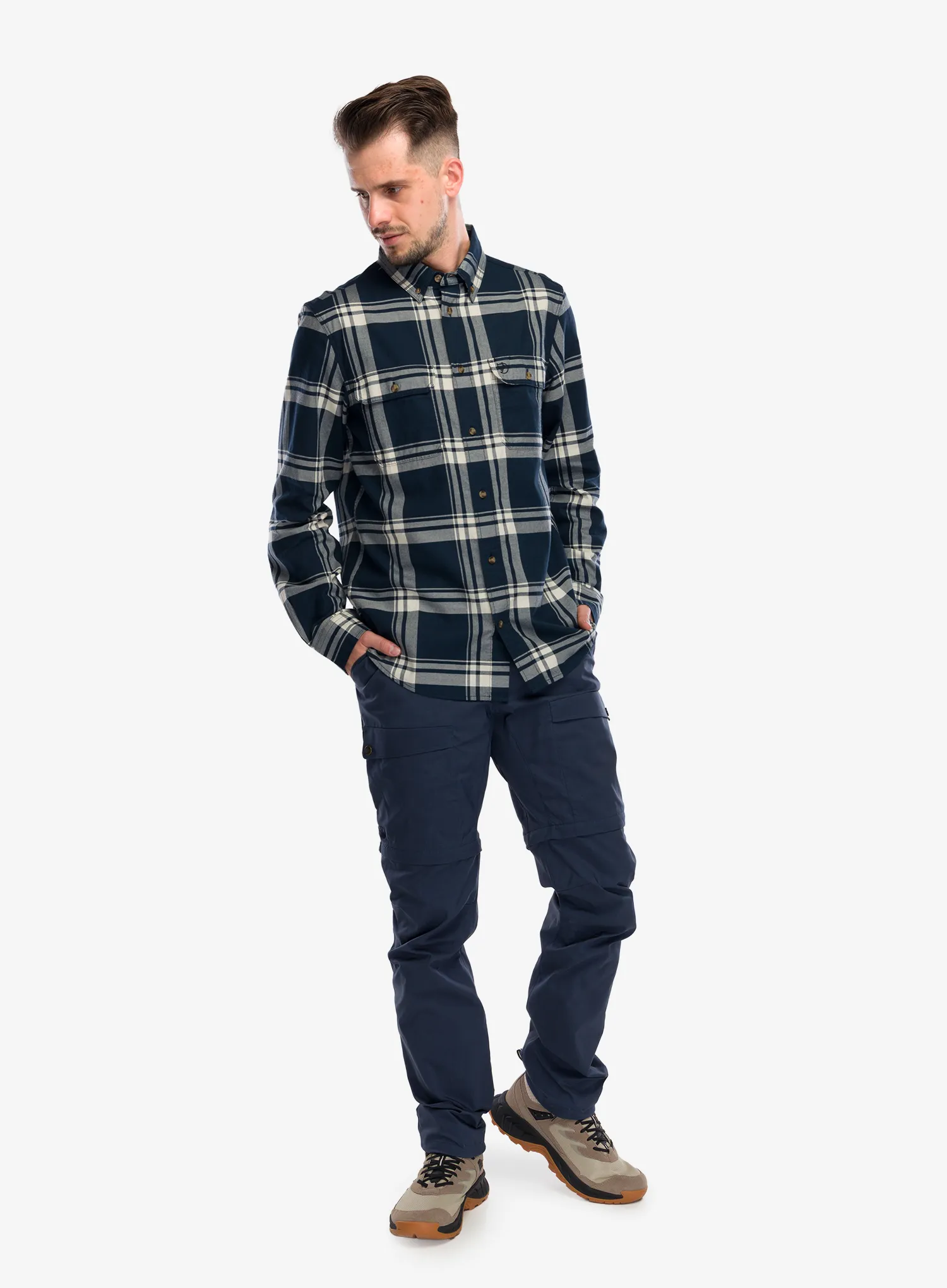 Planinarska košulja Fjallraven Ovik Lite Flannel Shirt - dark navy/chalk white