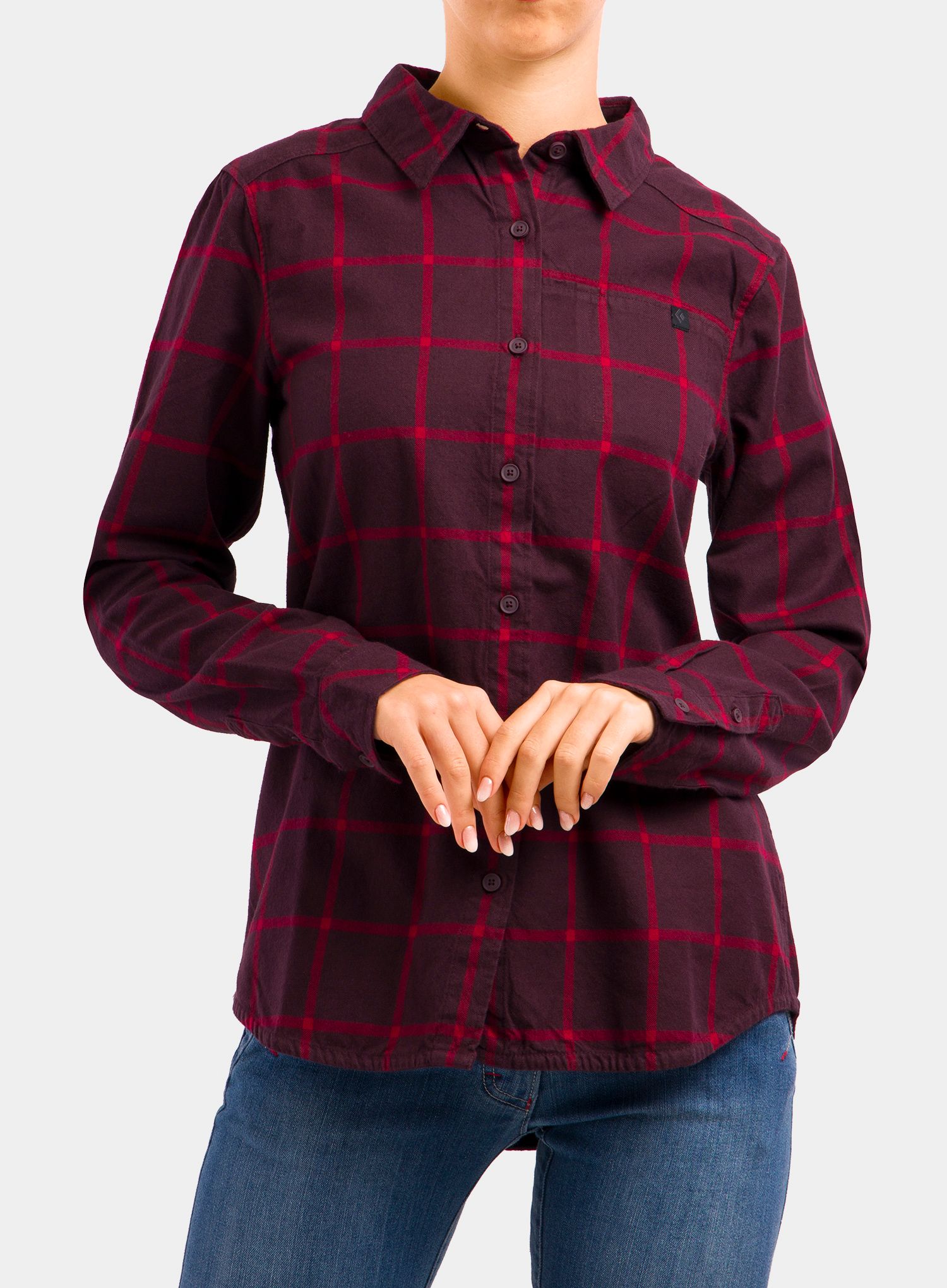 Ženska planinarska košulja Black Diamond Serenity LS Flannel Shirt - bordeaux/vermillion plaid