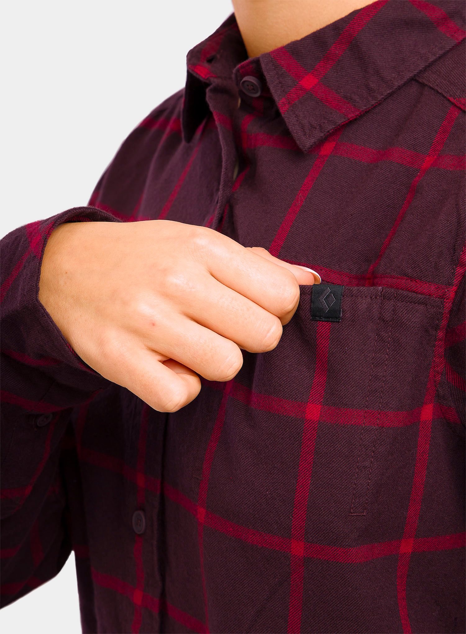 Ženska planinarska košulja Black Diamond Serenity LS Flannel Shirt - bordeaux/vermillion plaid