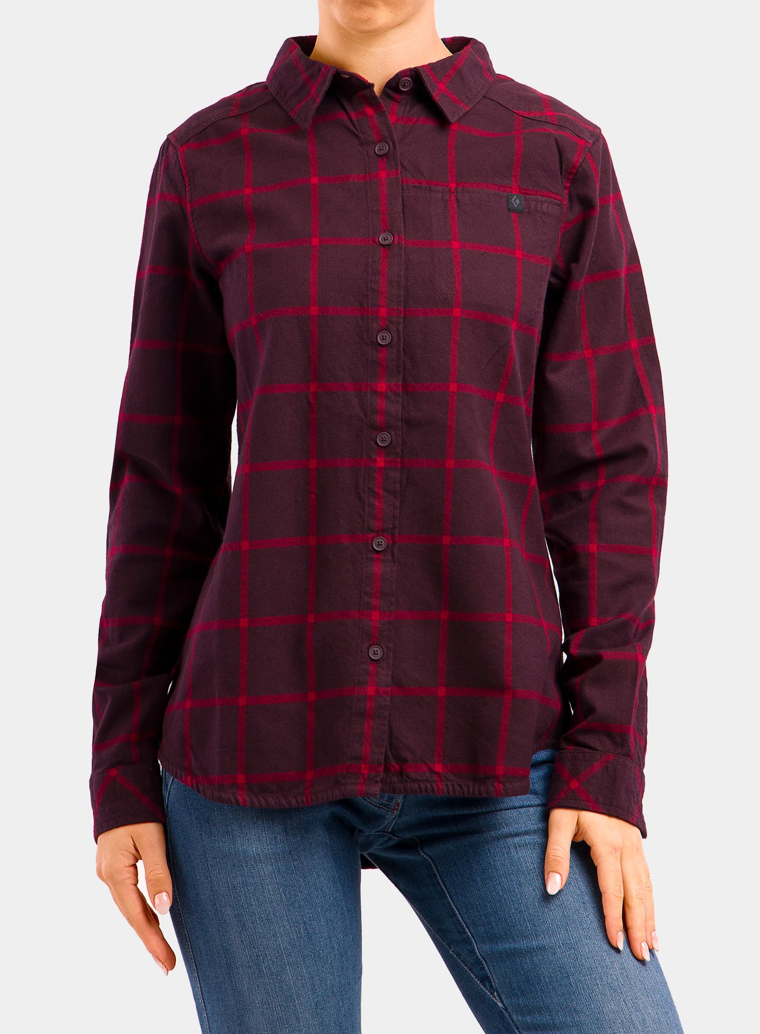 Ženska planinarska košulja Black Diamond Serenity LS Flannel Shirt - bordeaux/vermillion plaid