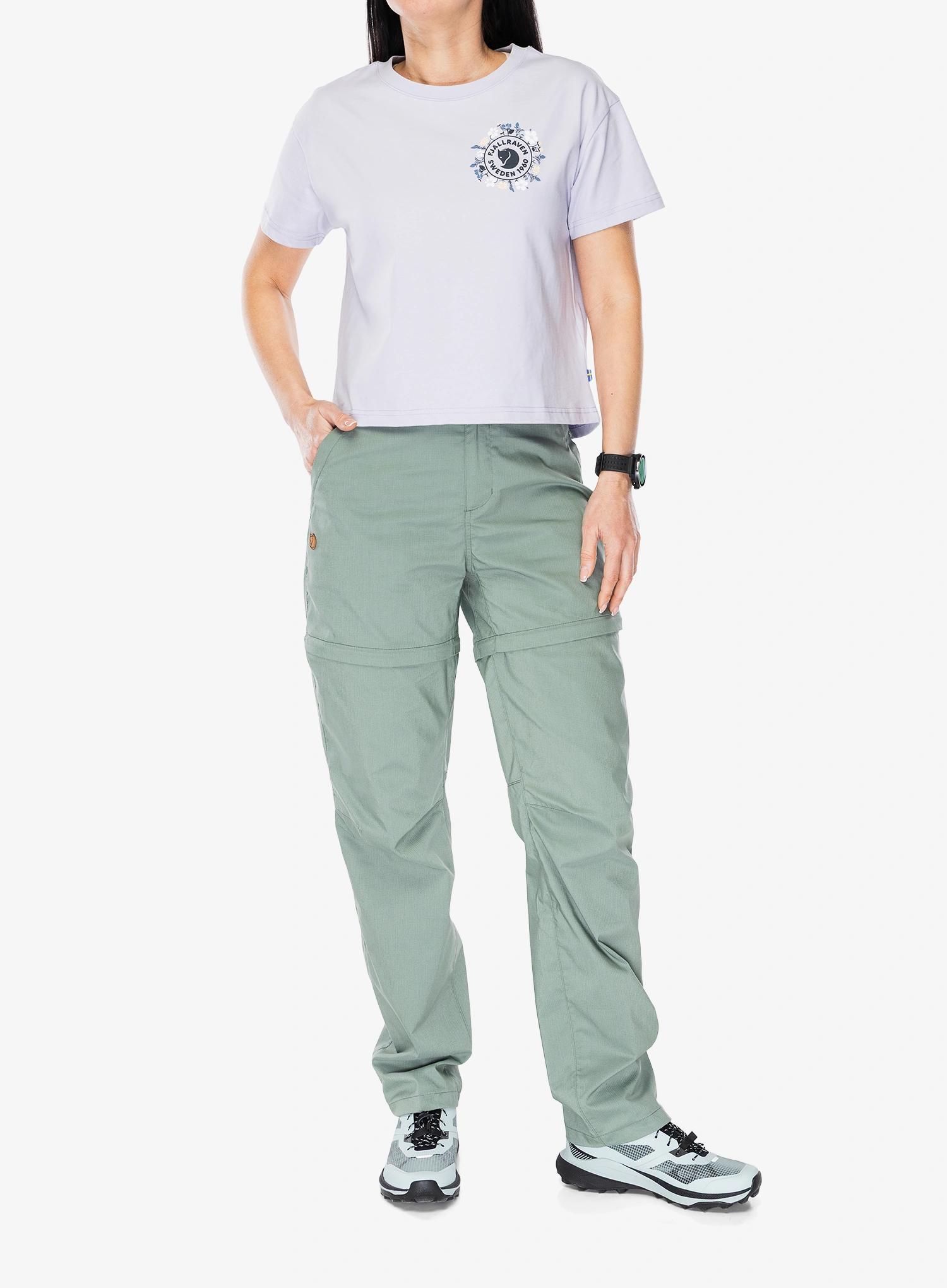 Ženska pamučna majica Fjallraven Fjallblomster Logo T-shirt - lavender mist