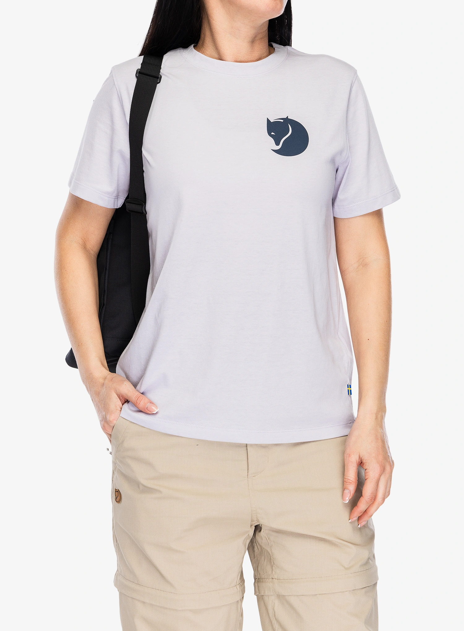 Ženska pamučna majica Fjallraven Fox Boxy Logo Tee - lavender mist