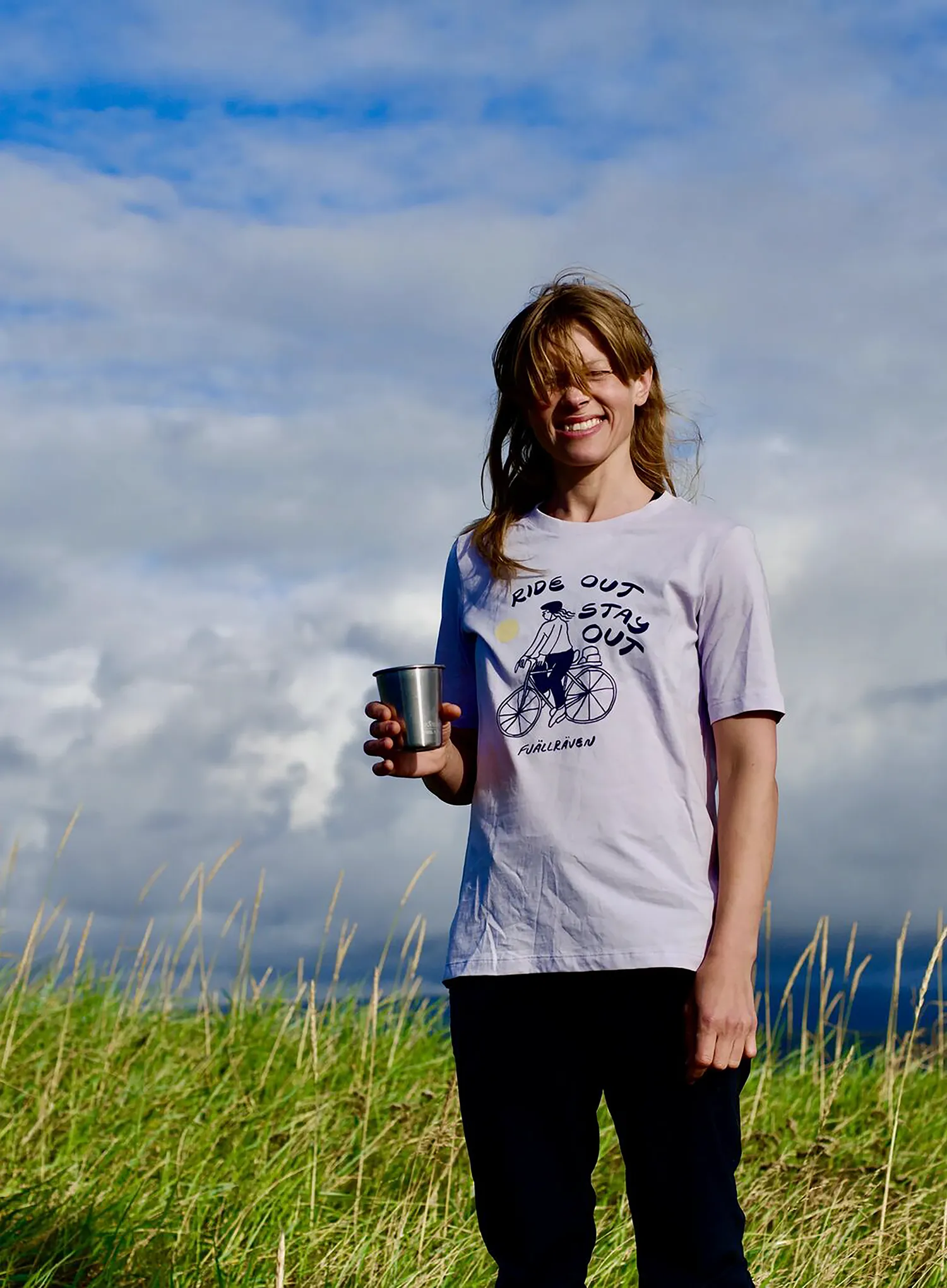Ženska pamučna majica Fjallraven Hoja Ivag T-shirt - lavender mist