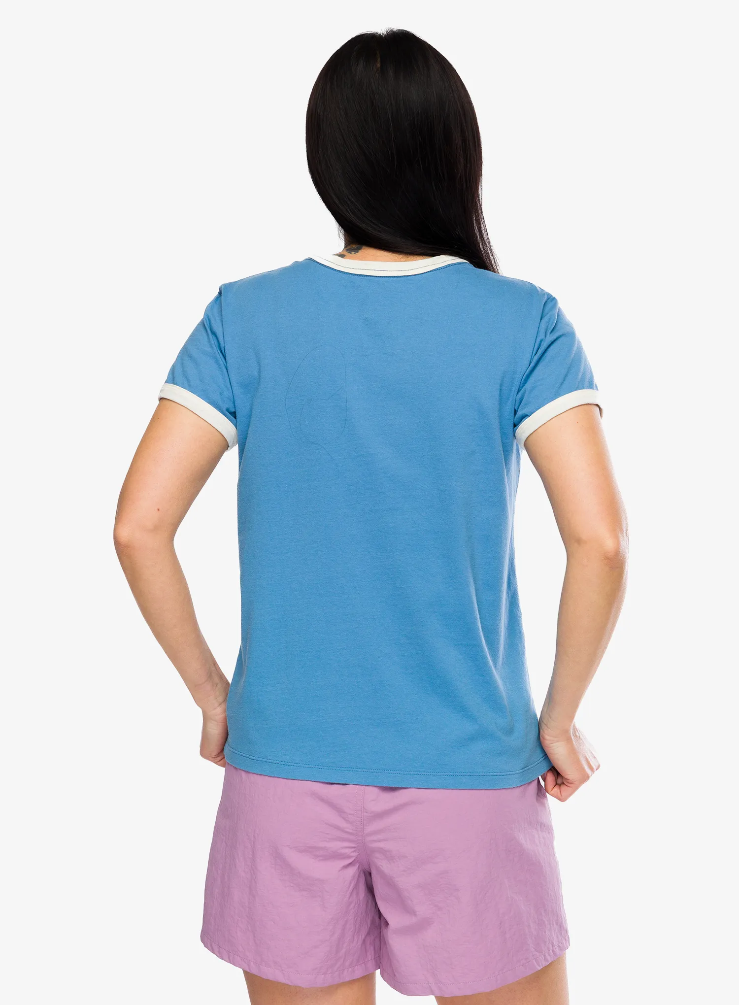 Ženska pamučna majica Patagonia Great Waves Ringer Tee - shore blue