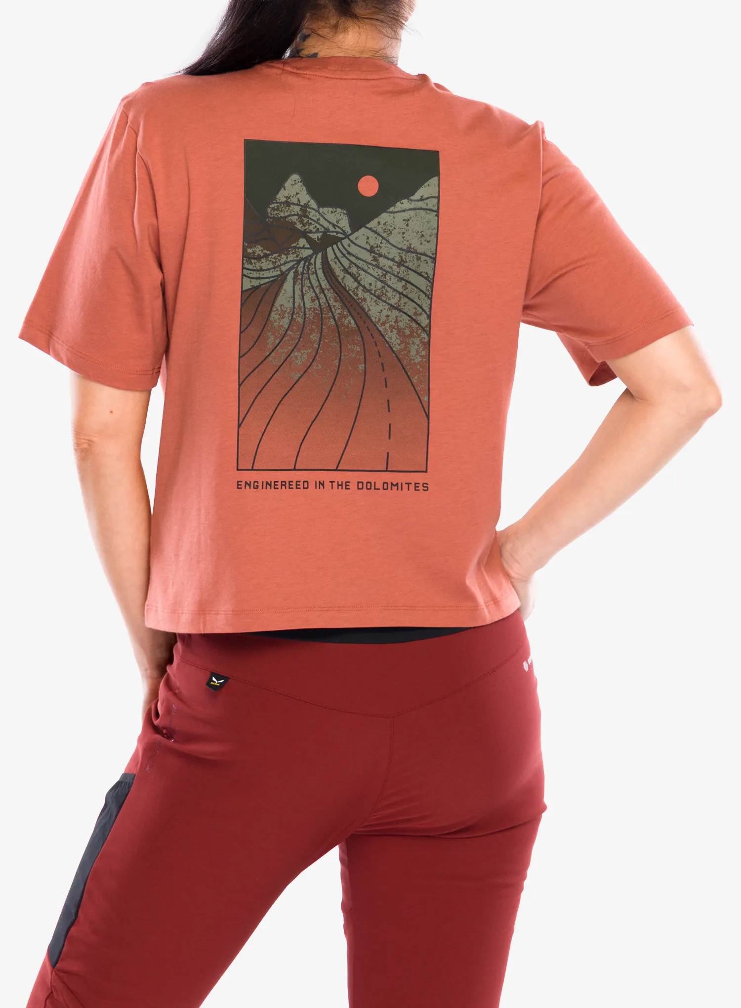 Ženska pamučna majica Salewa Eagle Sunset Loose T-Shirt - etruscan red