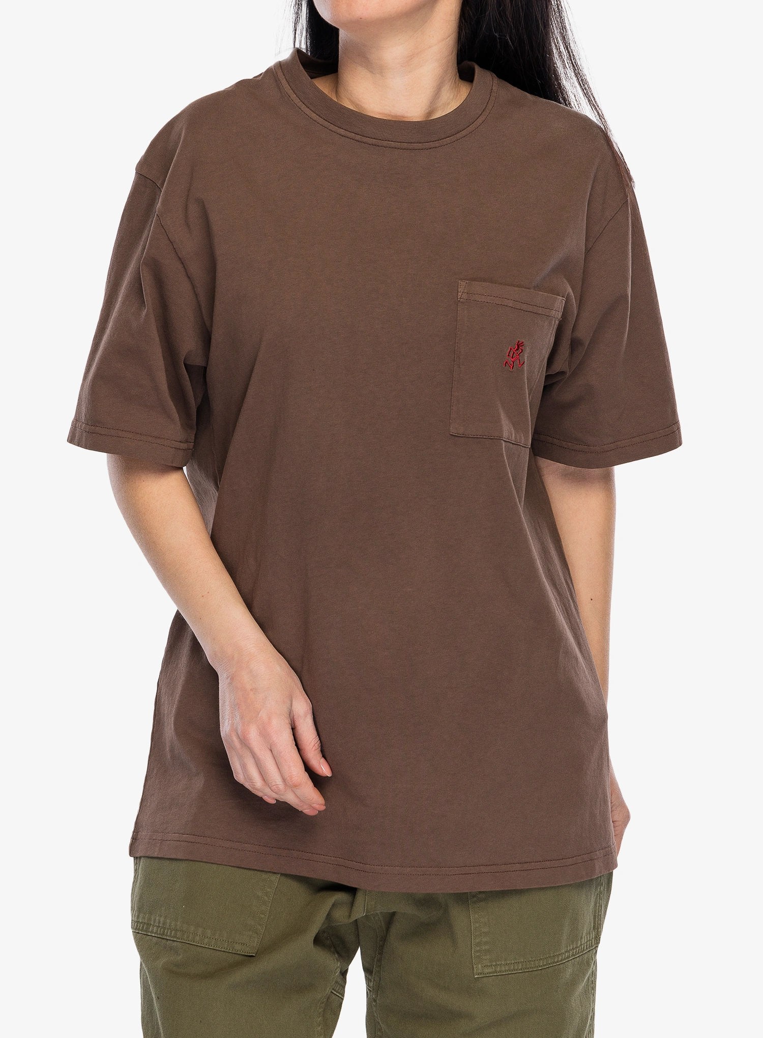 Pamučna majica Gramicci One Point Tee Pigment Dyed - brown pigment