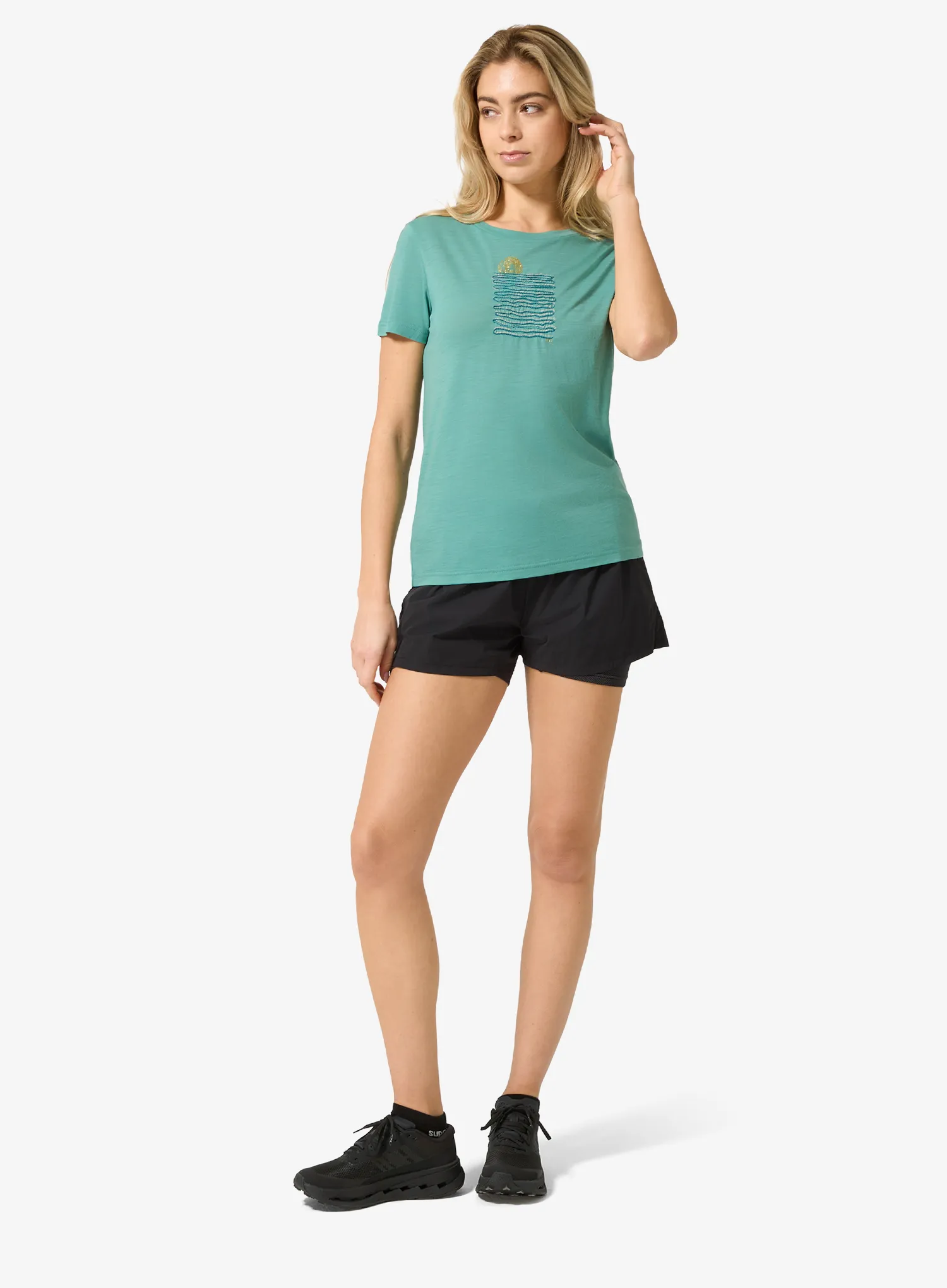 Ženska majica Super.natural Sea Line Tee - lagoon green/various