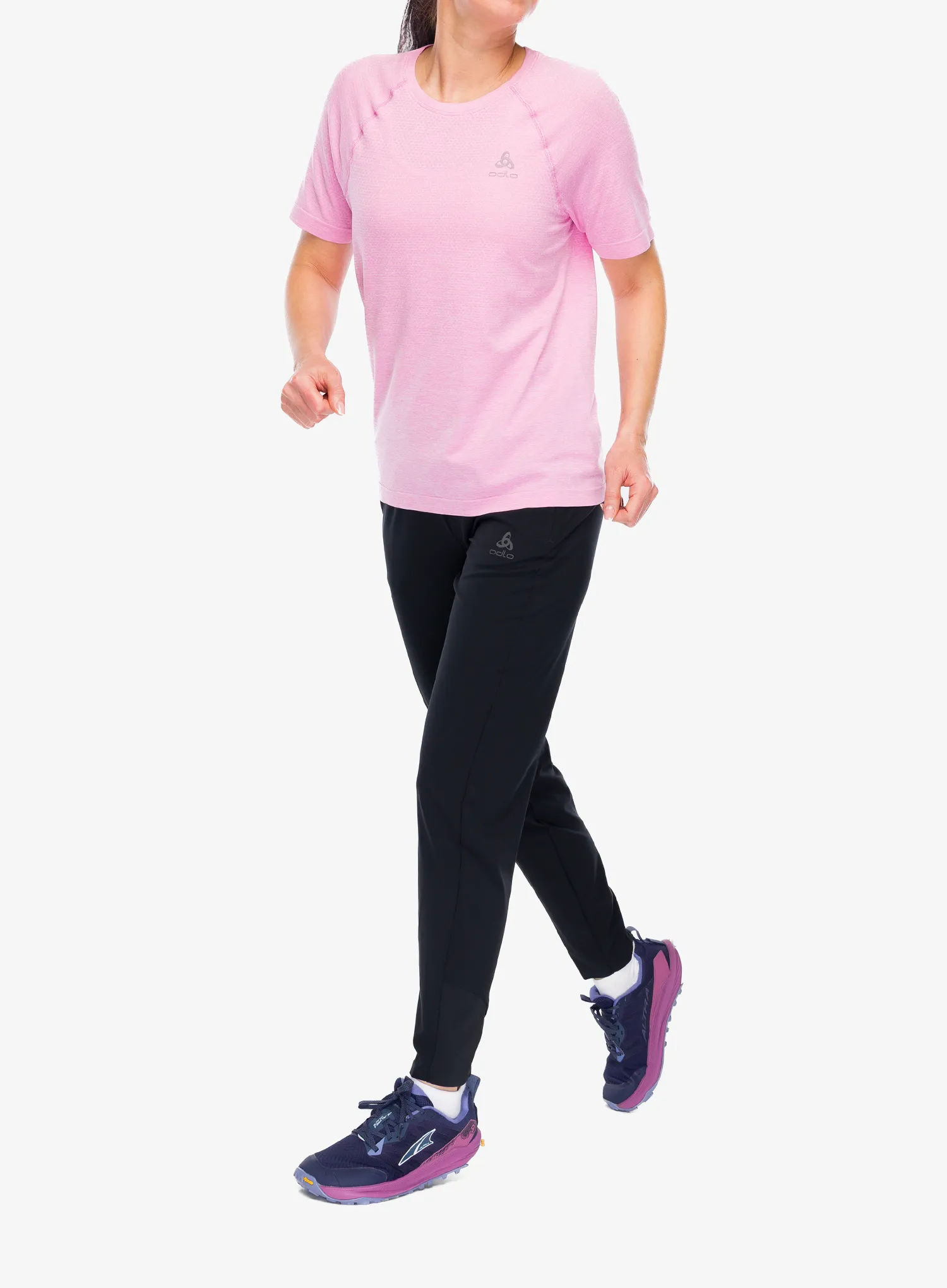 Ženska majica za trčanje Odlo Essential Seamless Crew Neck S/S - hyper pink