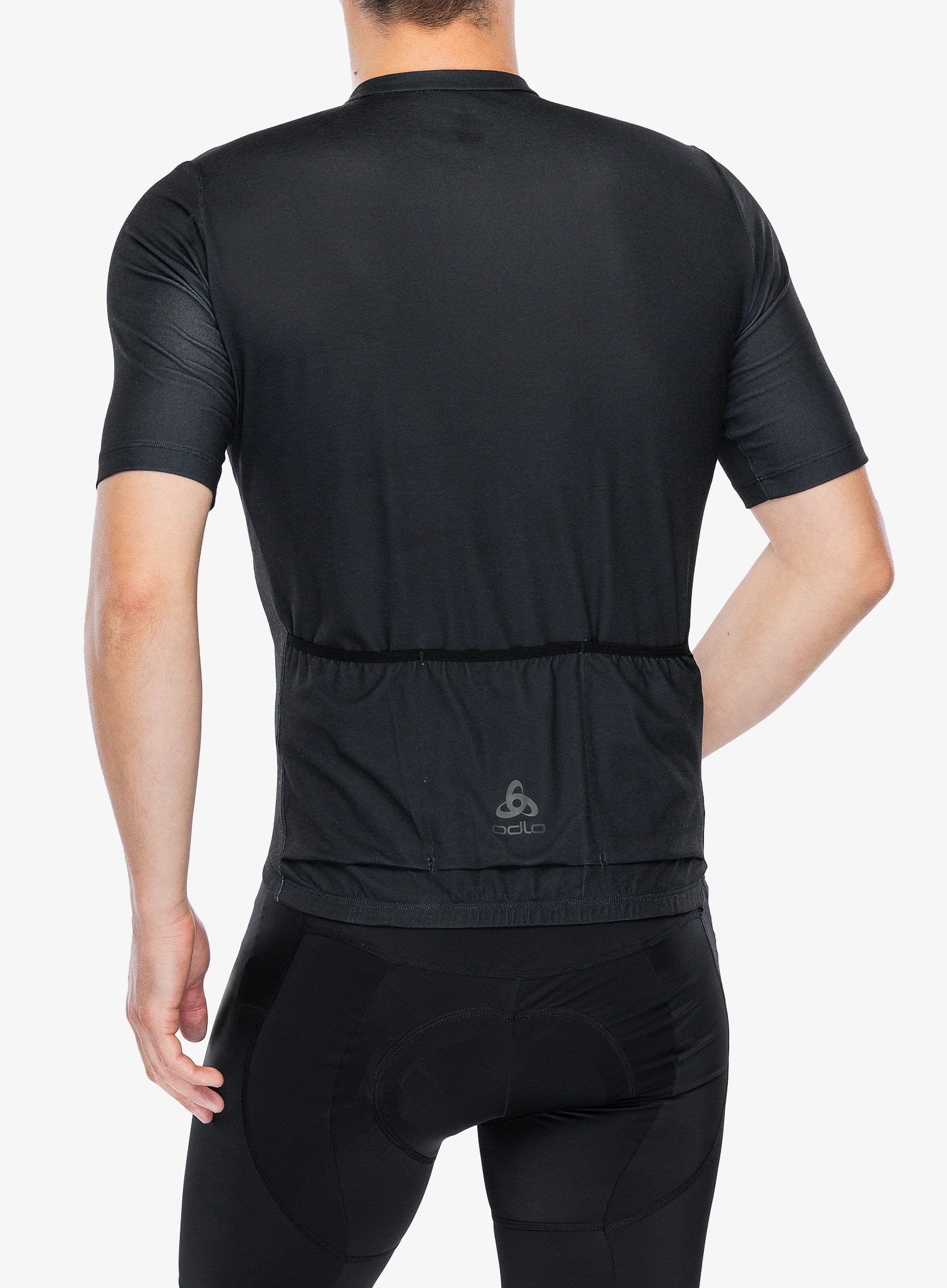 Biciklistička majica Odlo Essential T-Shirt S/U Collar S/S Full Zip - black