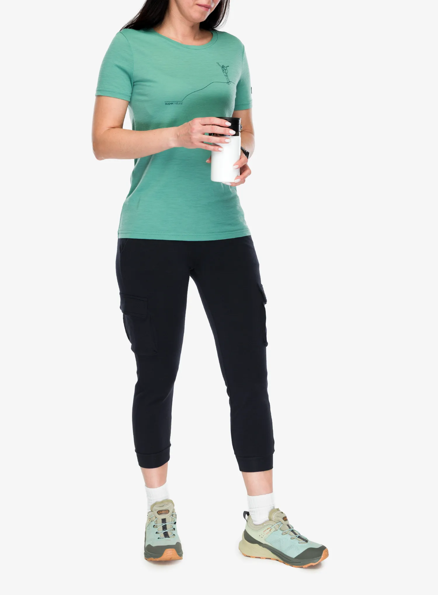 Ženska merino majica Super.natural Berggluck Tee - lagoon green/pacific