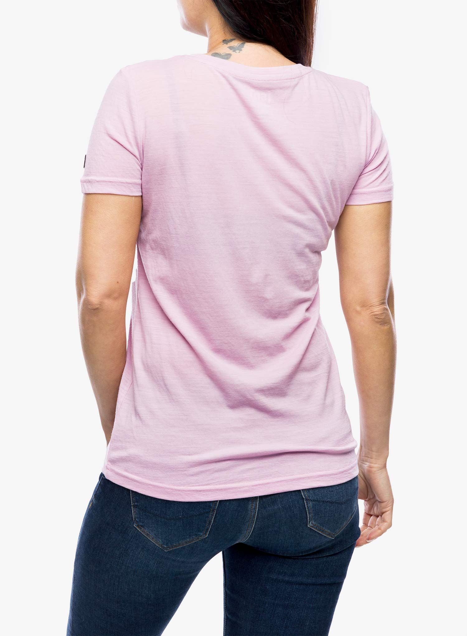 Ženska merino majica Super.natural I Love Climbing Tee - mauve mist/b.berry/nat wht