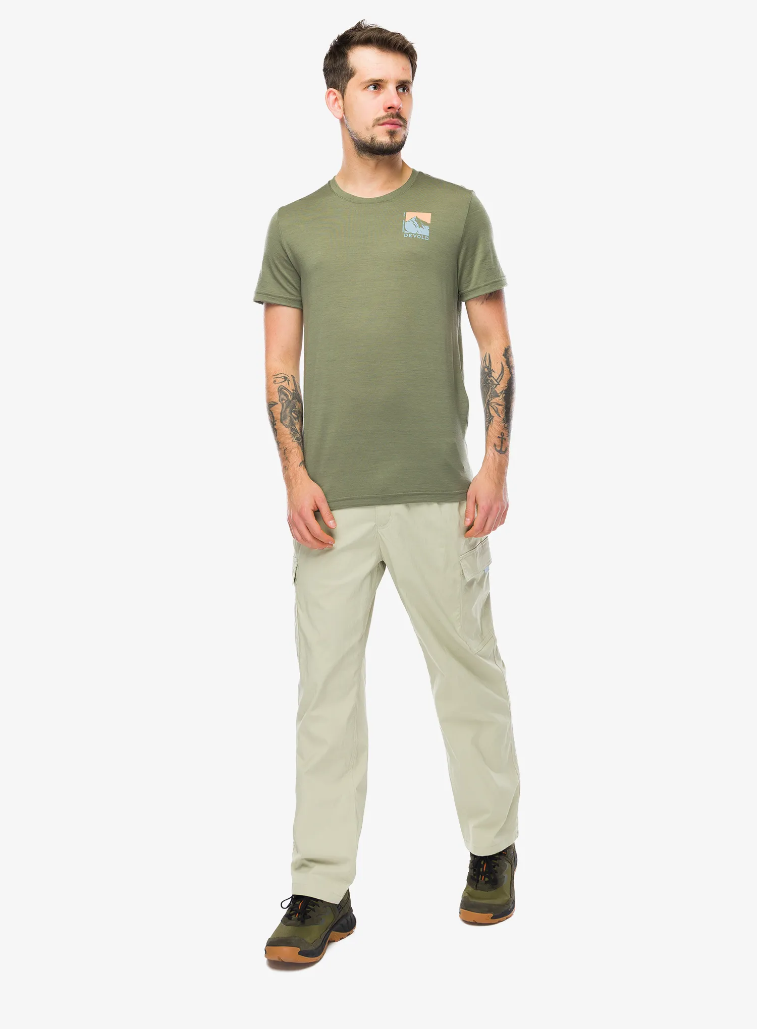 Merino majica Devold Classic Summit Tee - lichen