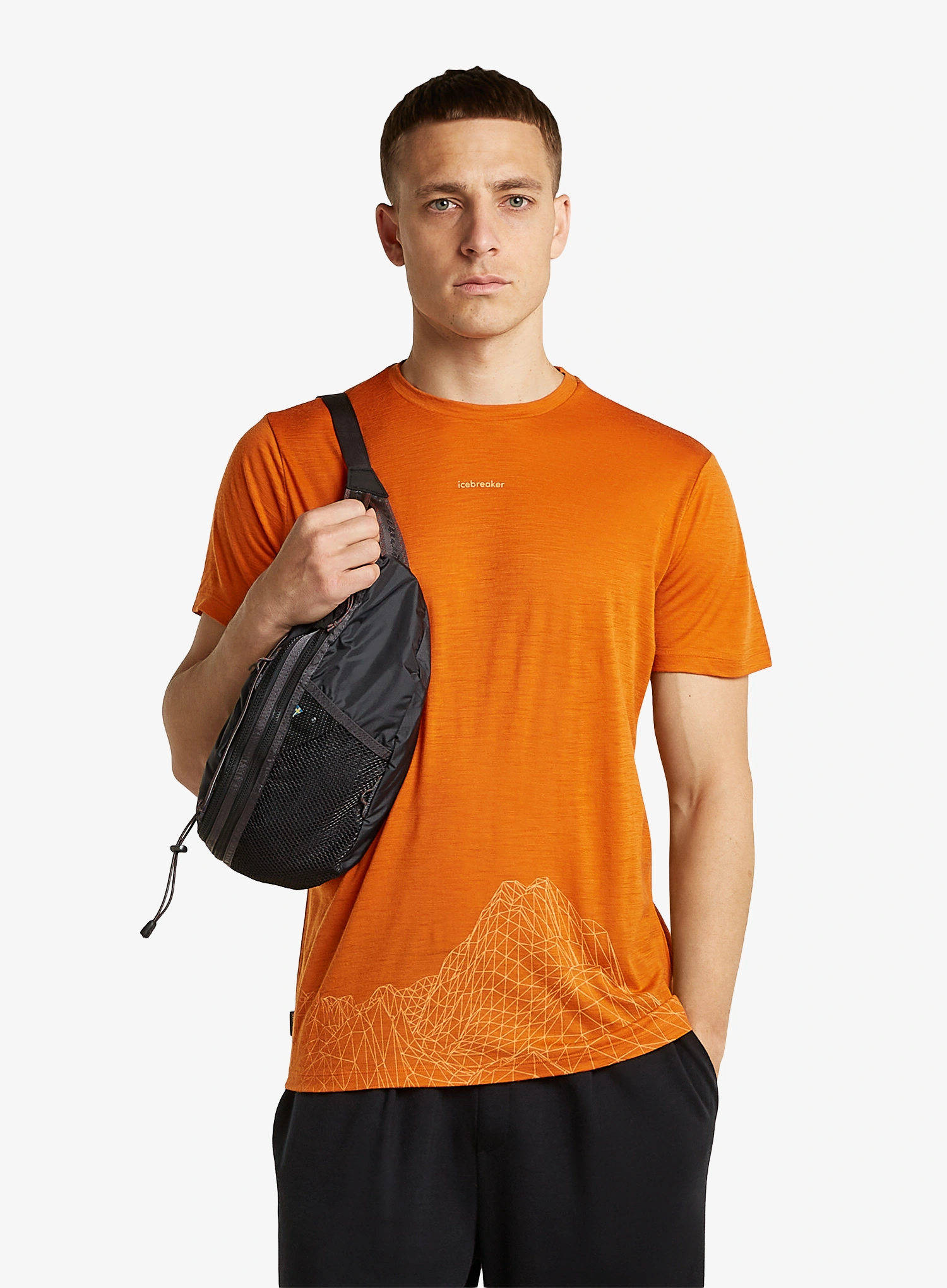 Merino majica Icebreaker Merino 150 Tech Lite SS Tee 3D Mapping - spice