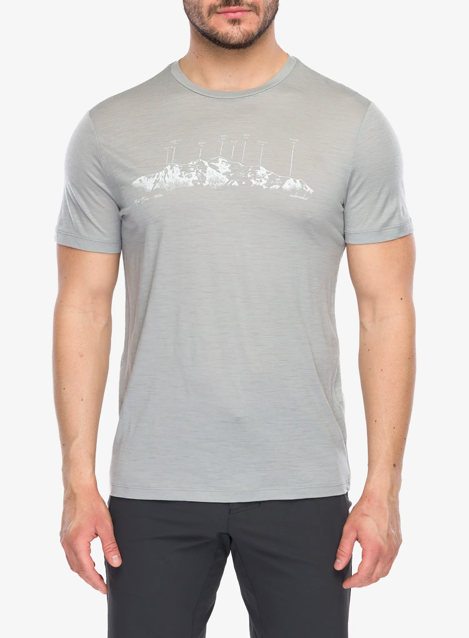Merino majica Icebreaker Merino 150 Tech Lite SS Tee The Peaks - proto grey