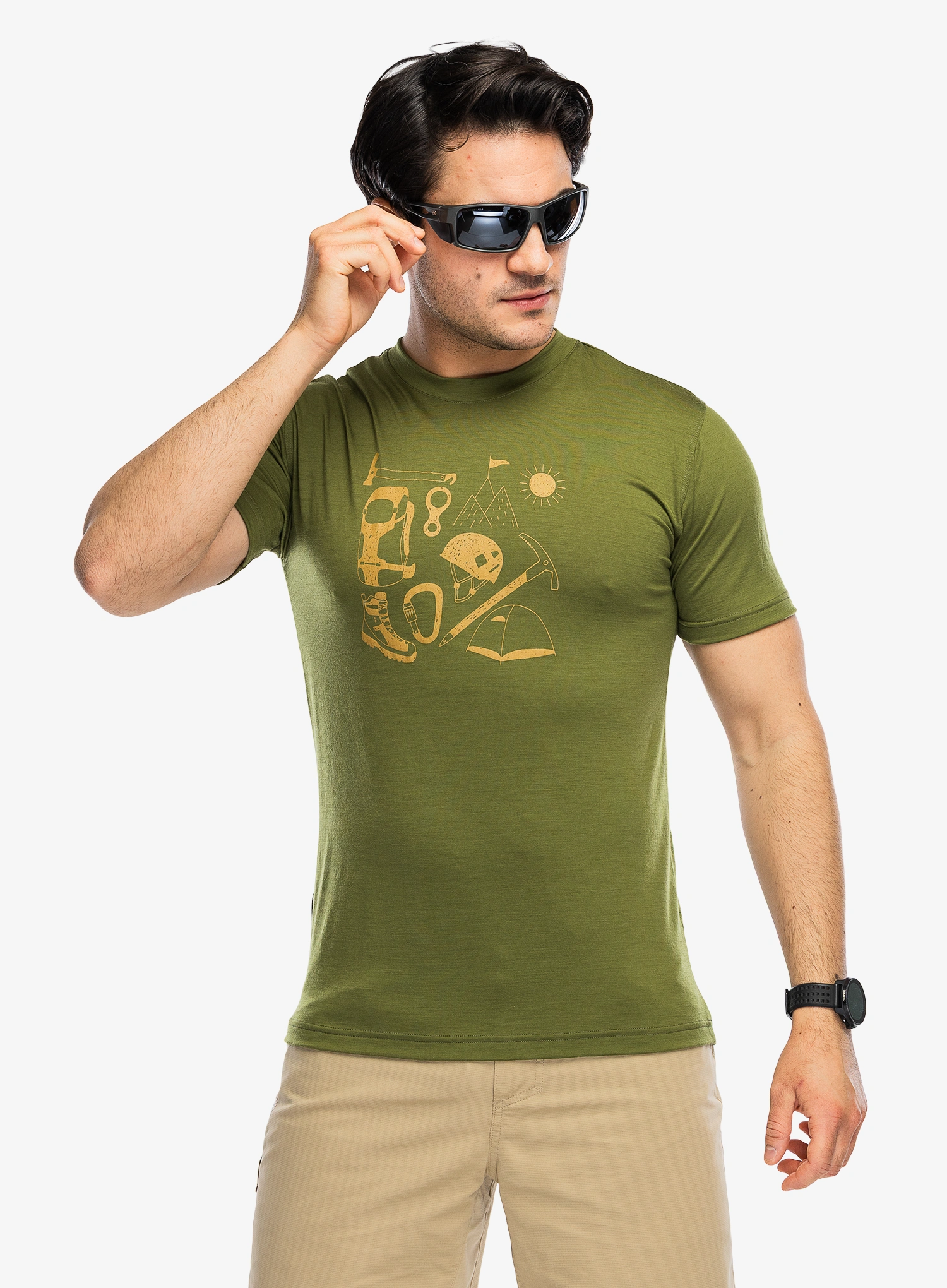 Merino majica Sensor Merino Active Hiking Tee SS - safari green