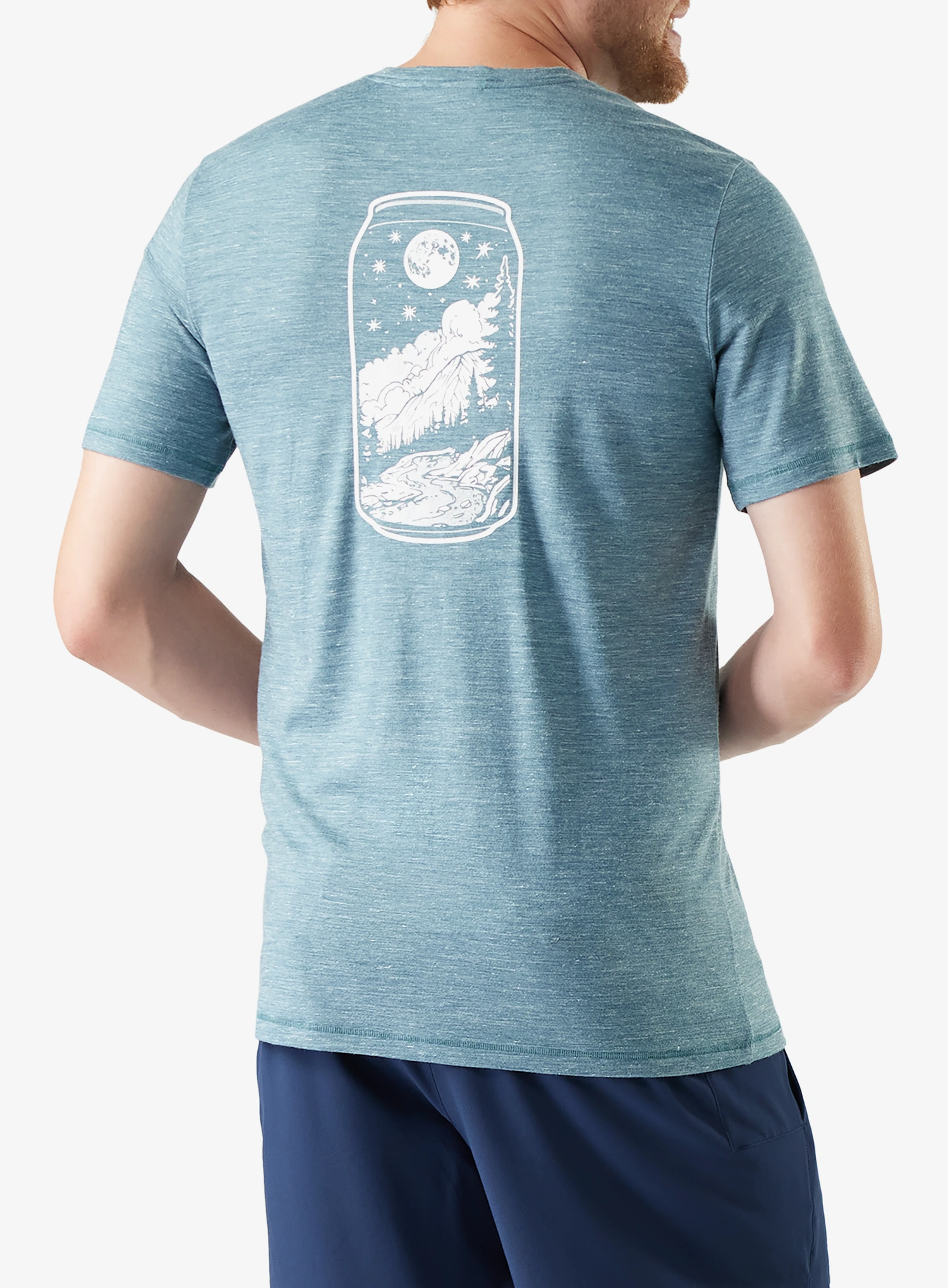 Merino majica Smartwool Merino Hemp Blend Peak Pints Short Sleeve Graphic Tee - dusty teal