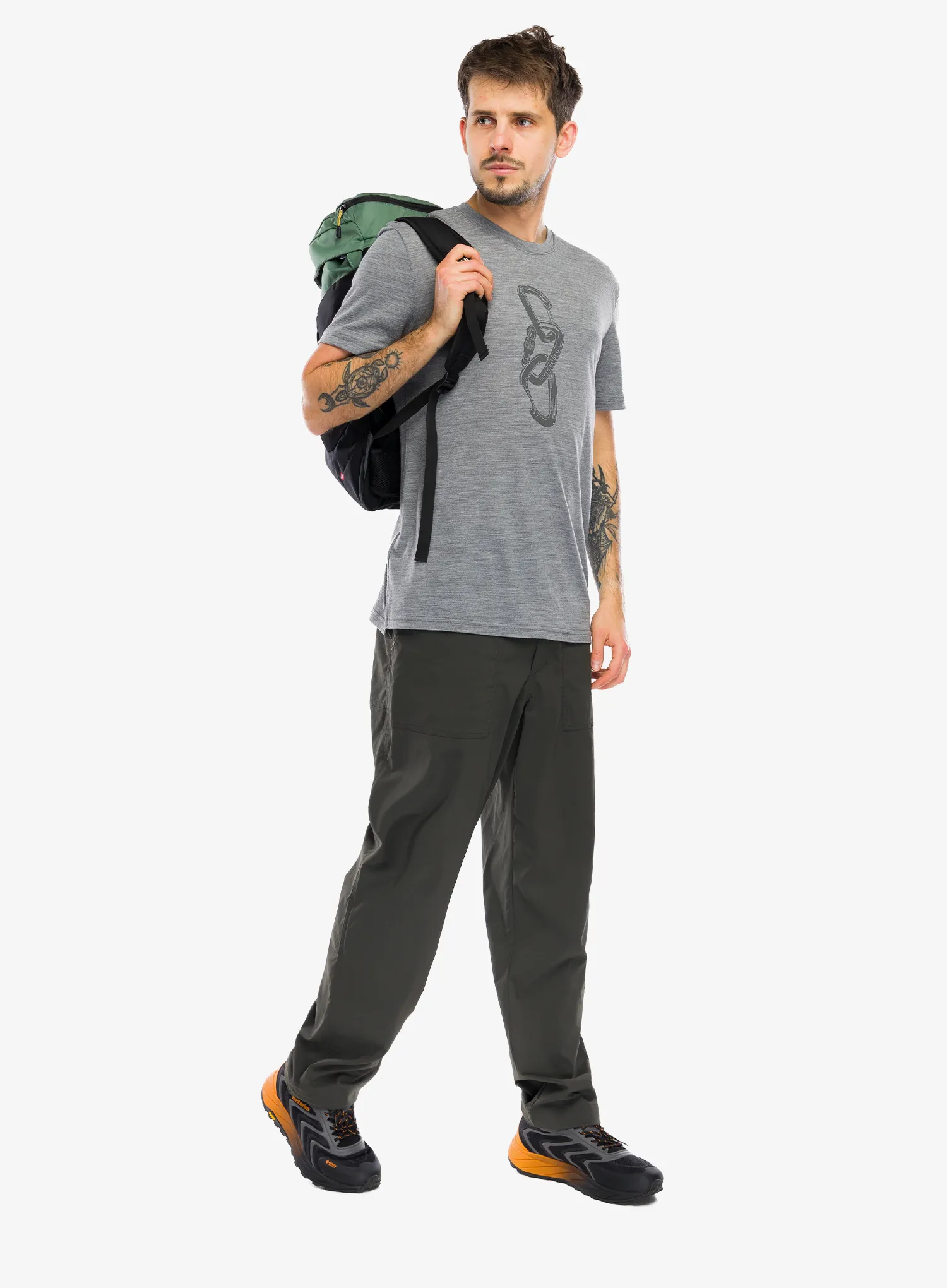 Merino majica Super.natural Carabineri Tee - c.mere grey mel/c.mere gry mel