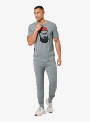 Merino majica Super.natural Sn Sailor Tee - cash.grey mel/jet blk/h.r.red