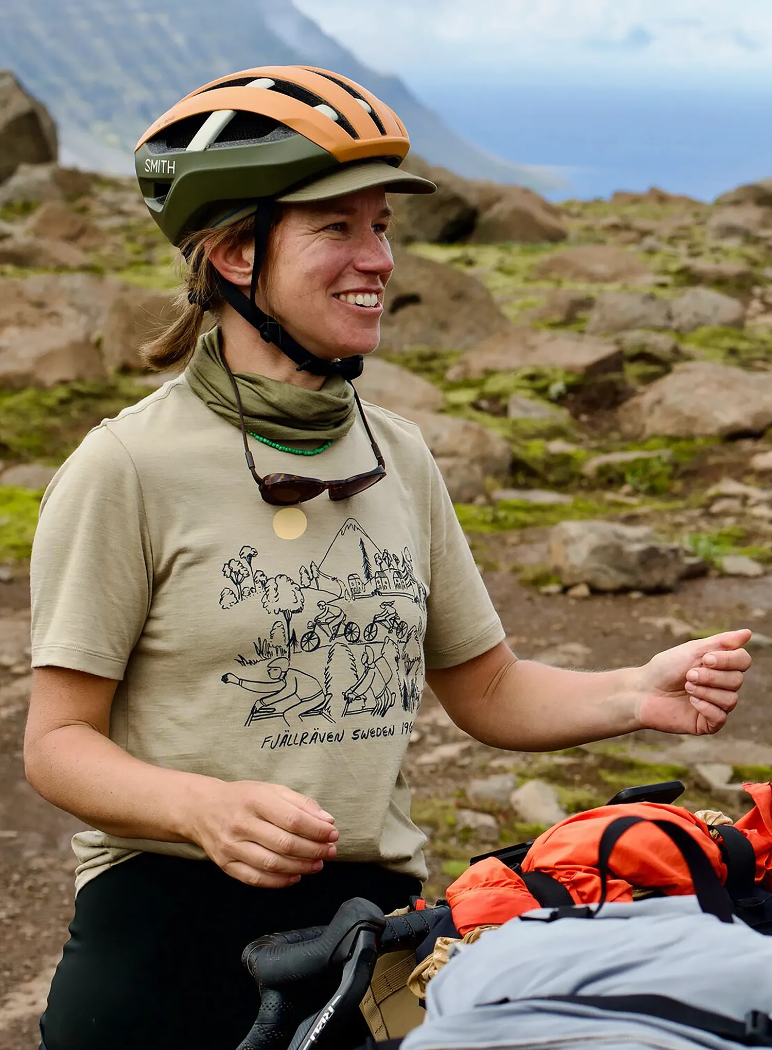 Ženska biciklistička majica Fjallraven Hoja Lugnt Wool T-shirt - fossil