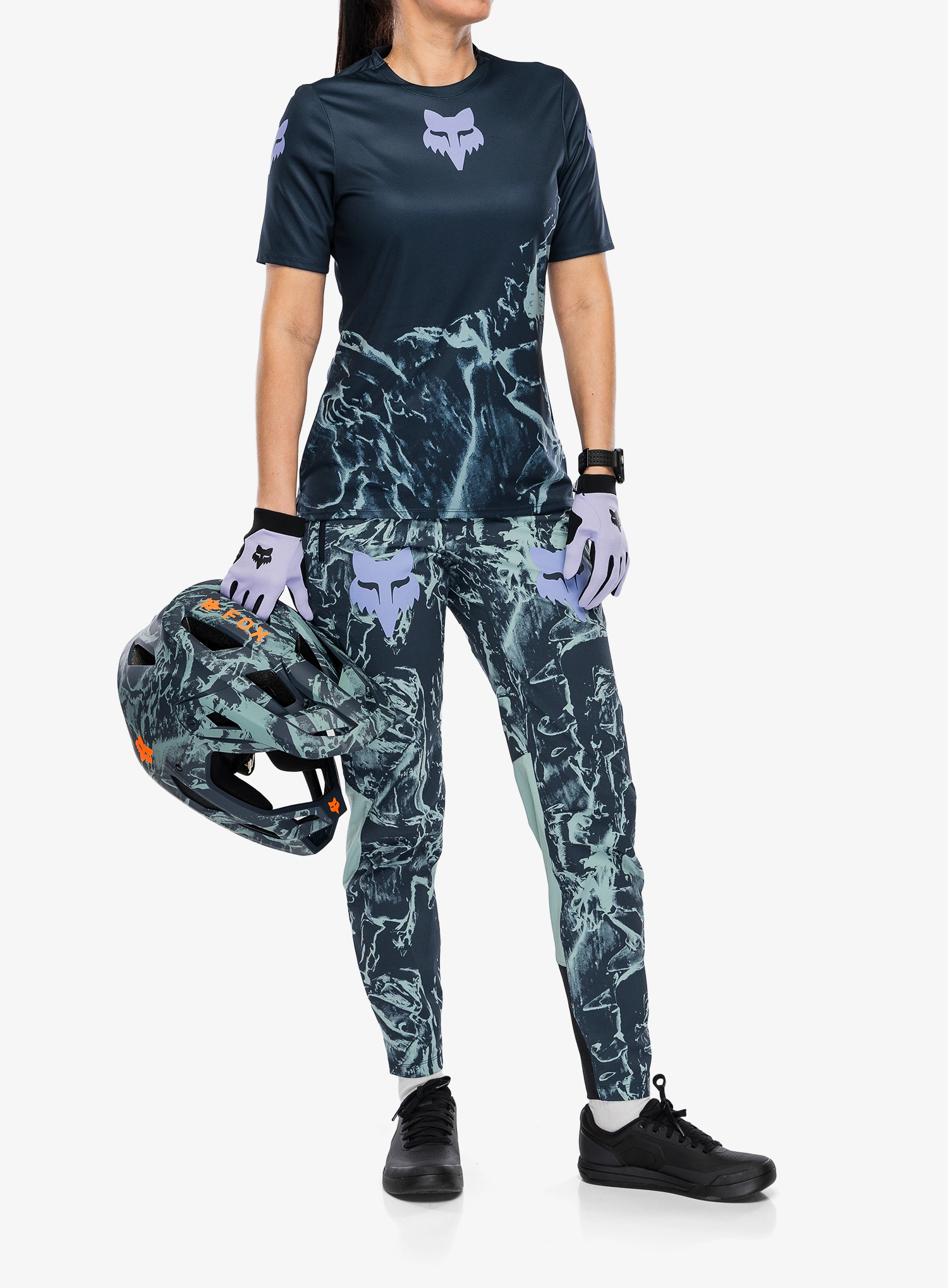 Ženska biciklistička majica Fox Ranger SS Jersey Img Print - arctic blue