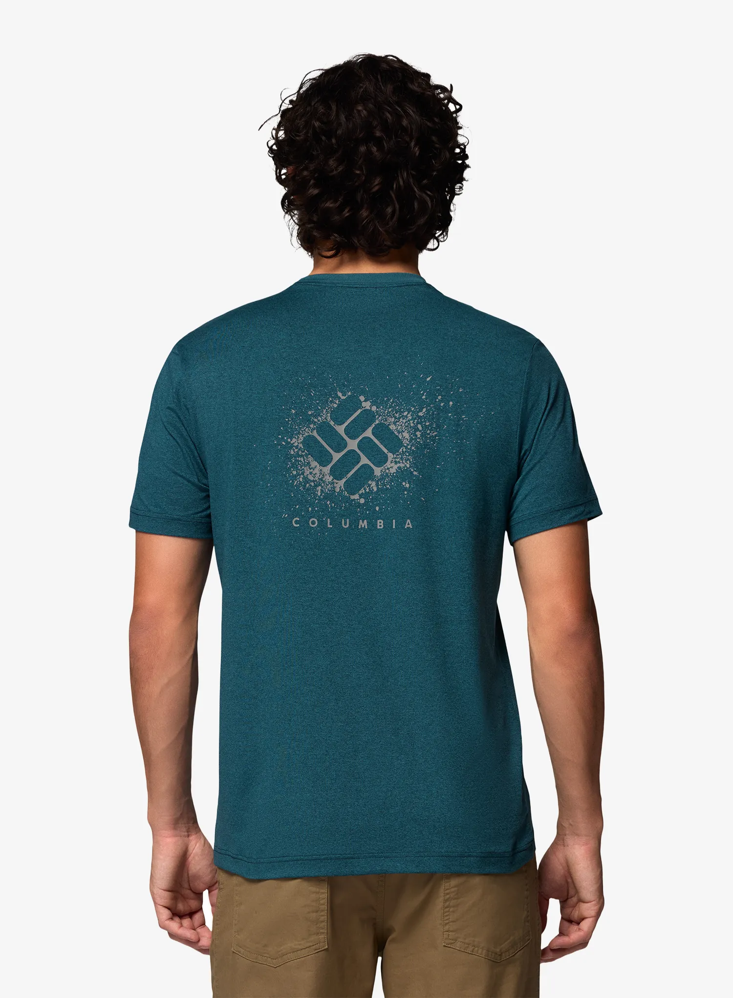 Brzosušeća majica Columbia Parsons Point S/S Back Graphic Tee - everblue heather/splatter gem