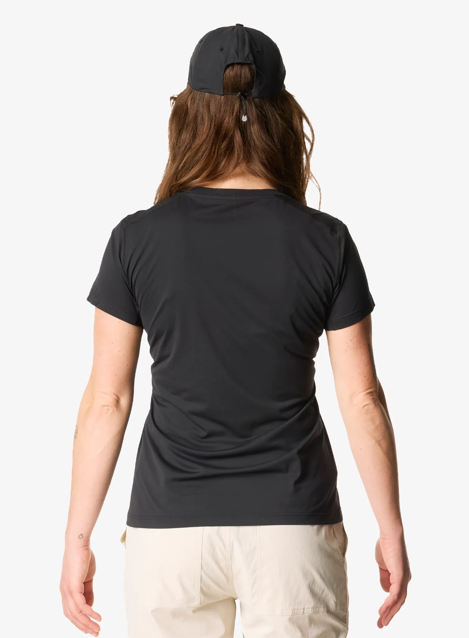 Ženska brzosušeća majica Houdini Pace Air Message Tee - true black/houdini logo