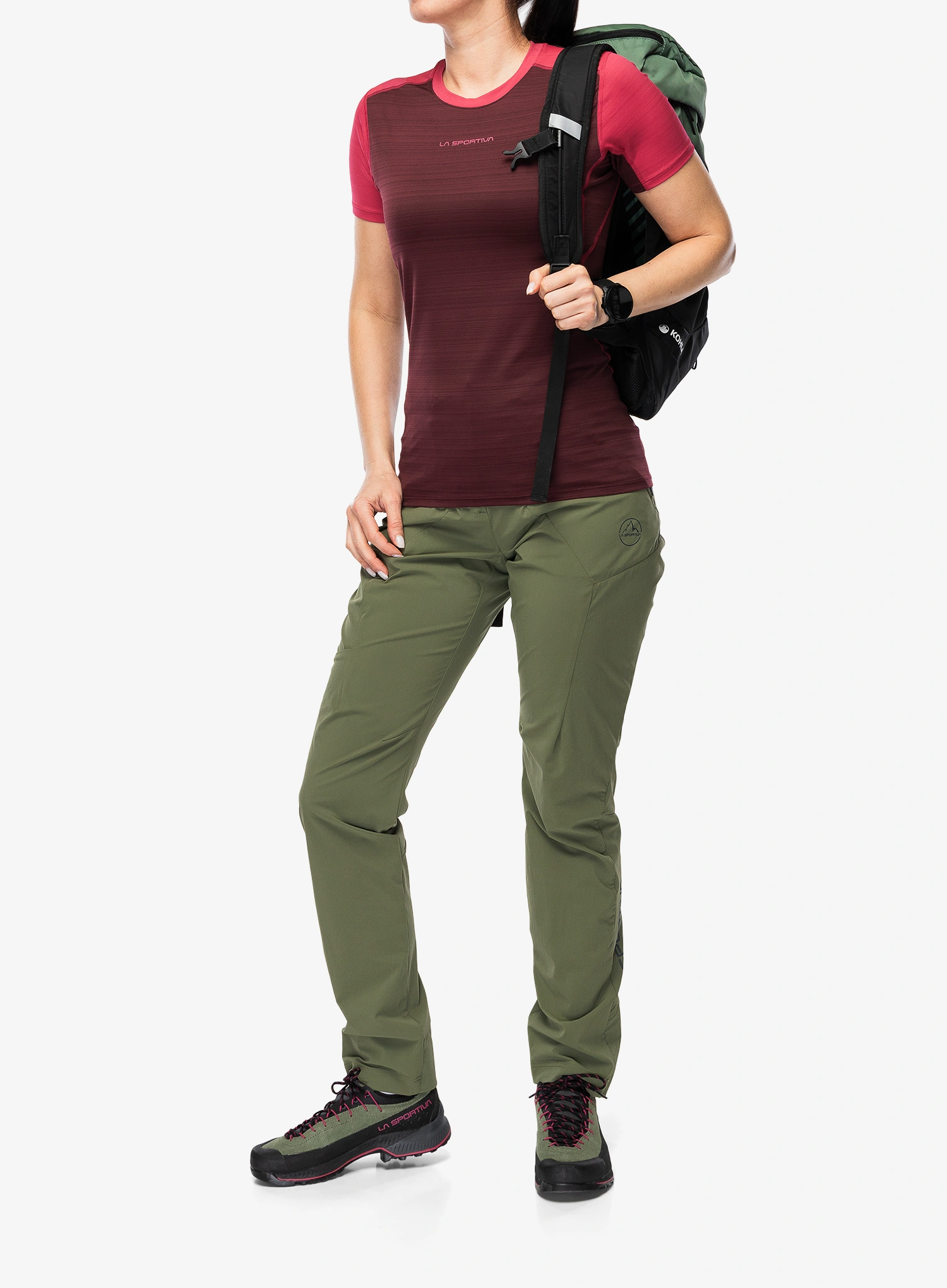 Ženska brzosušeća majica La Sportiva Sunfire T-Shirt - redwood/azalea