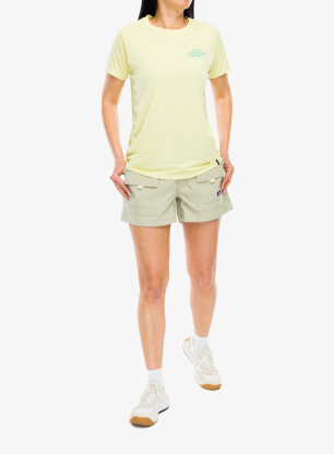 Ženska brzosušeća majica Patagonia Cap Cool Daily Shirt Trailcheck - lemon zest