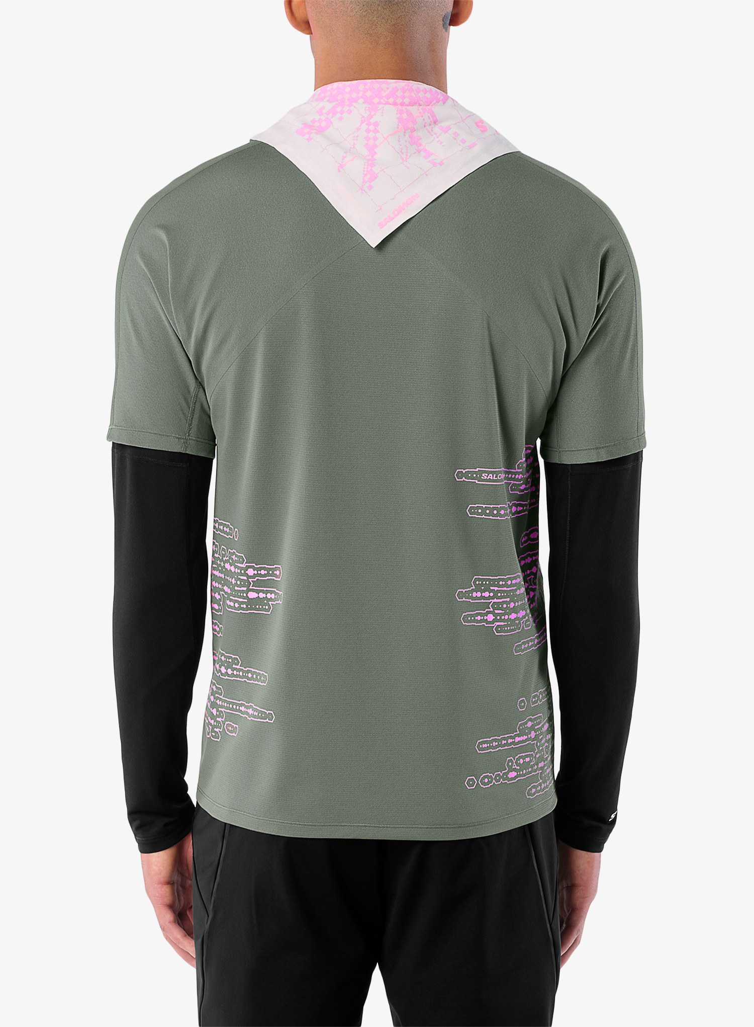 Brzosušeća majica Salomon Sense Aero S/S Tee GFX - castor gray/pink frosting