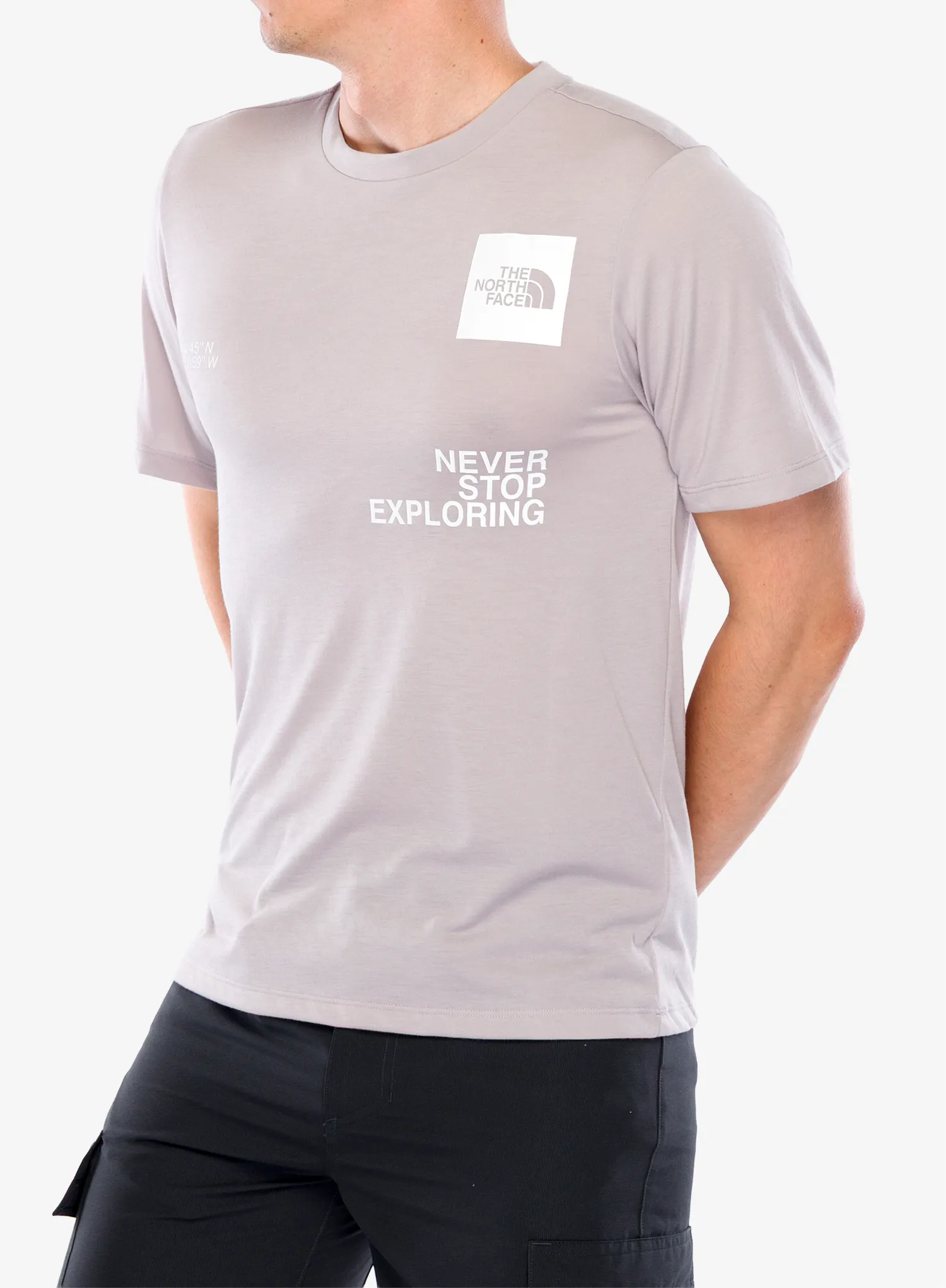Brzosušeća majica The North Face Mountain Foundation Coordinates Tee - moonstone grey
