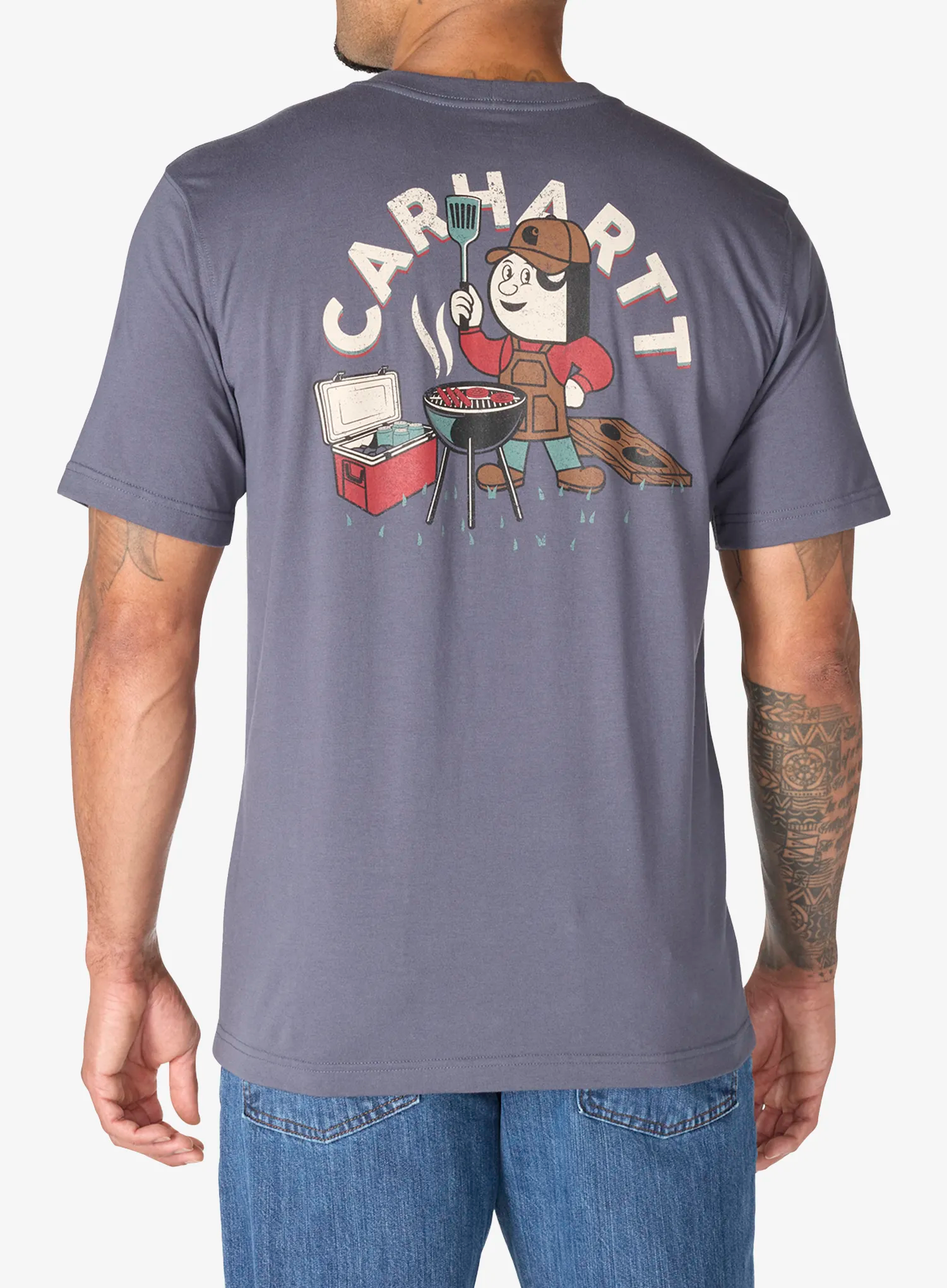 Majica s tiskom Carhartt Irvine Relaxed Grill T-Shirt - bluestone