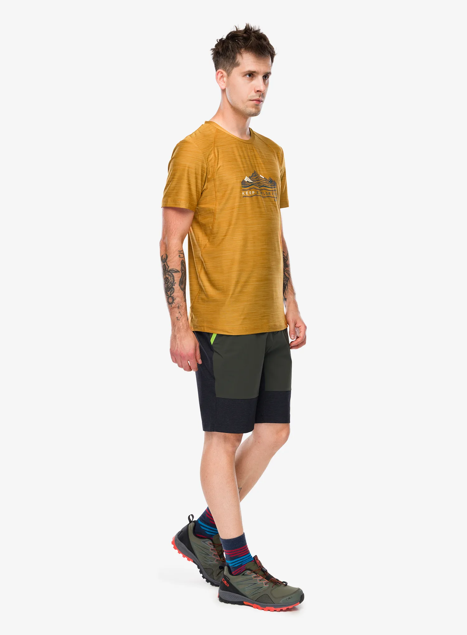 Majica s tiskom CMP Toto T-Shirt Melange Stretch Jersey - curcuma