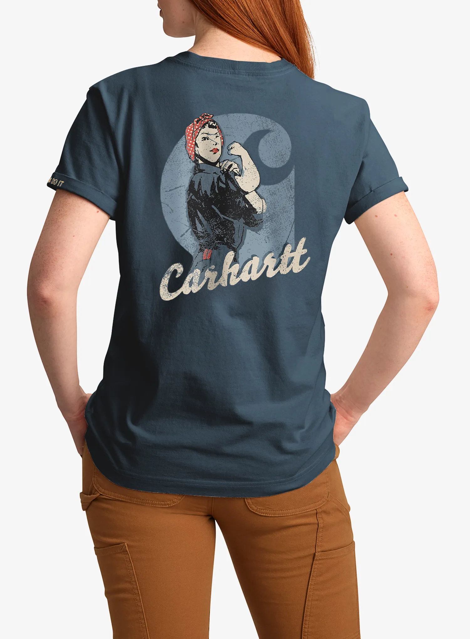 Ženska majica s tiskom Carhartt Dearborn Loose Rosie T-Shirt - iron blue