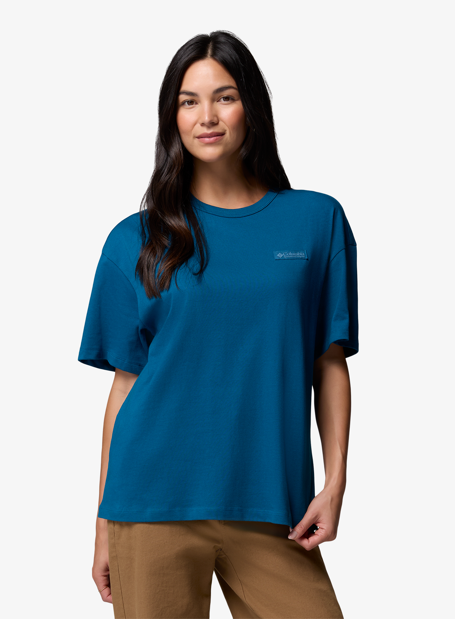 Ženska majica s tiskom Columbia CSC Heavyweight Graphic Tee - phoenix blue/linear hillscape