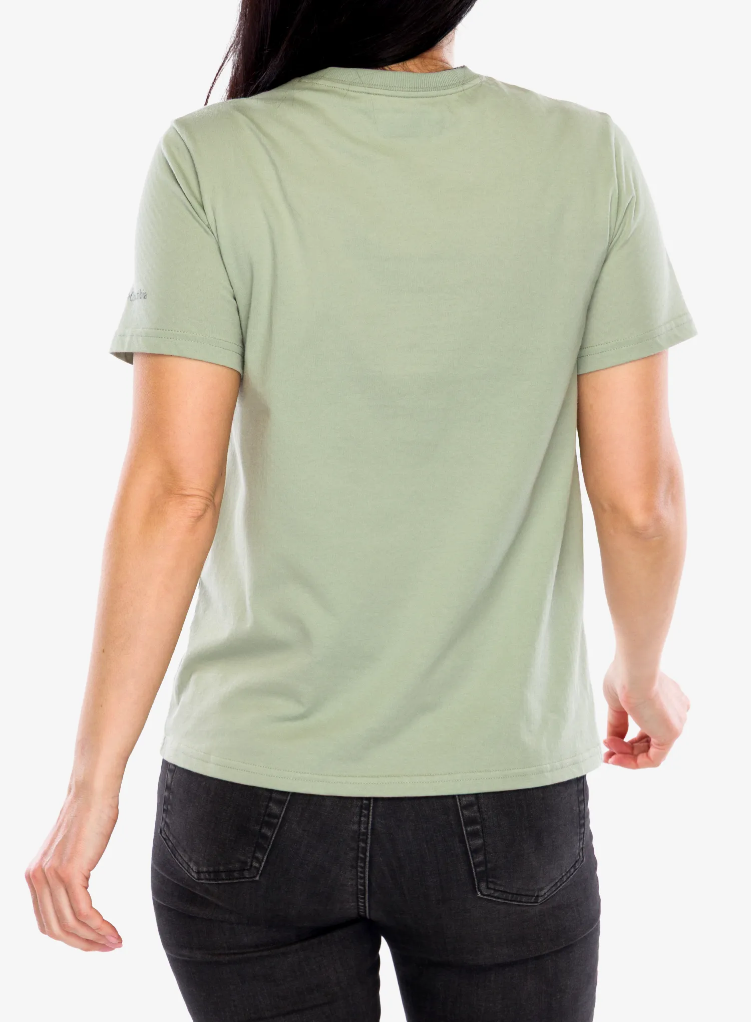 Ženska majica s tiskom Columbia Delta Drift Graphic Short Sleeve - safari/linear peakscape