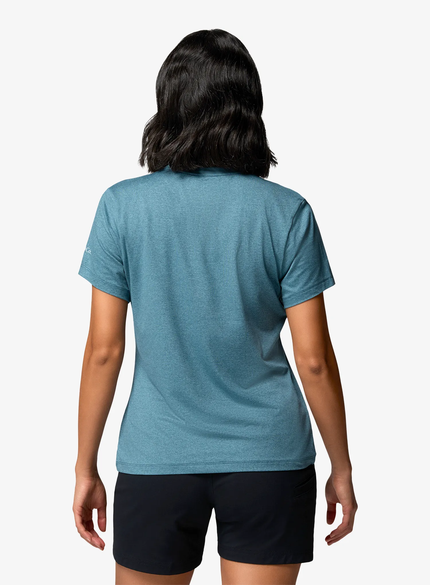 Ženska majica s tiskom Columbia Parsons Point S/S Graphic Tee - everblue heather/gem focused