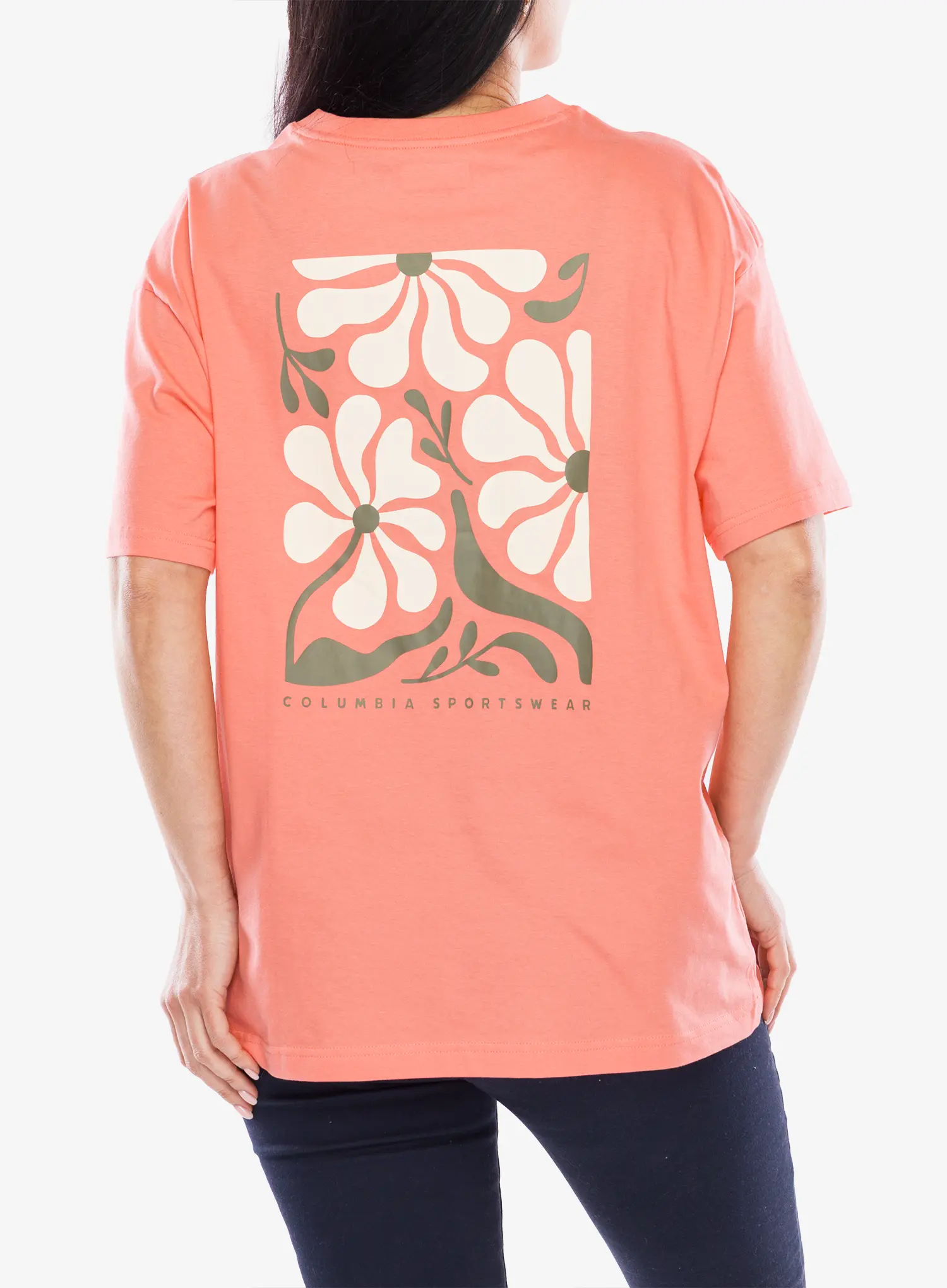 Ženska majica s tiskom Columbia Rolling Bend Graphic Oversized Tee - alpenglow/floral fun