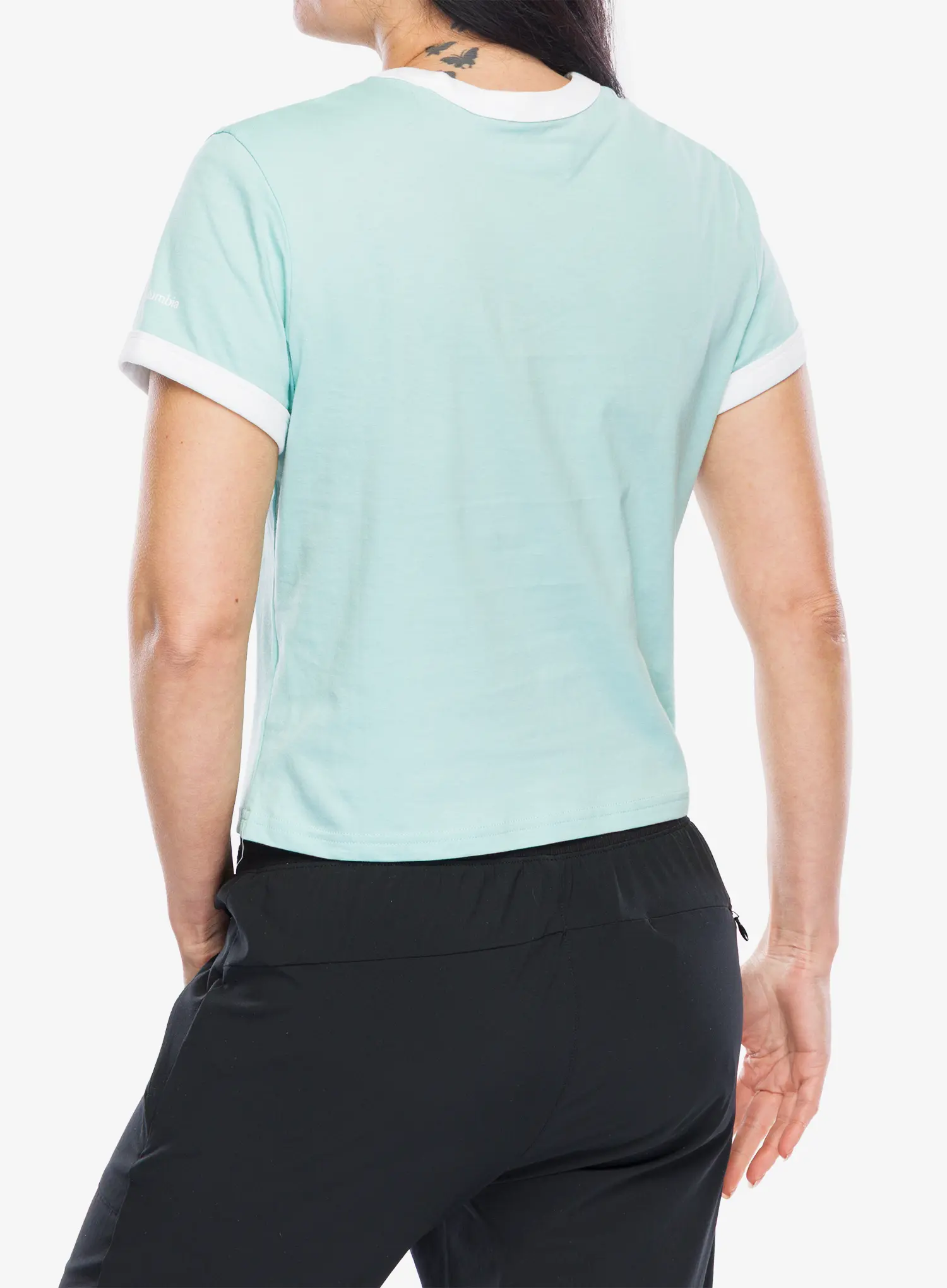 Ženska majica s tiskom Columbia Rolling Bend Graphic Ringer Tee - spray/elevated script