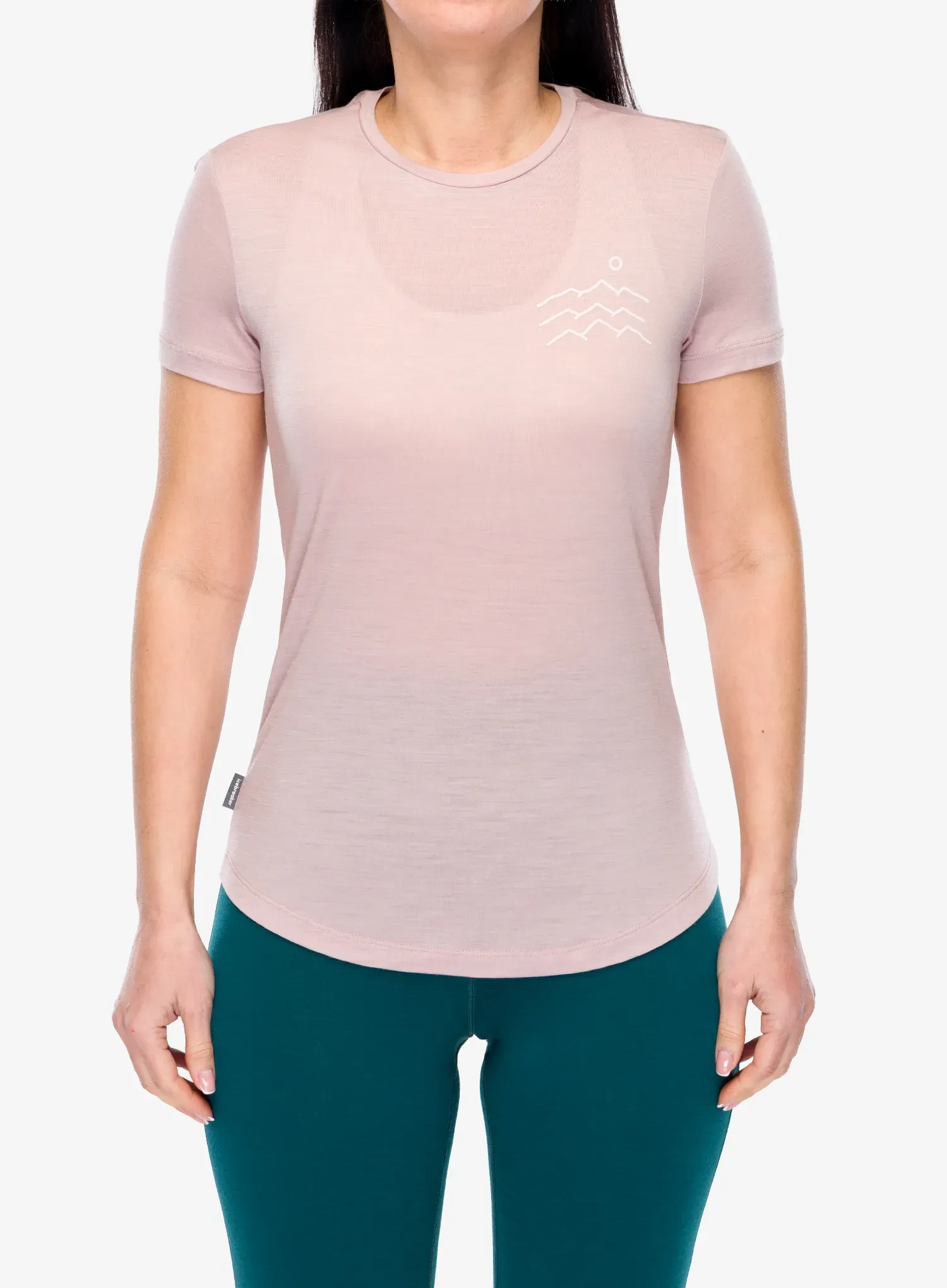 Ženska majica s tiskom Icebreaker Merino 125 Cool-Lite Sphere SS Tee Across The Peaks - pink quartz