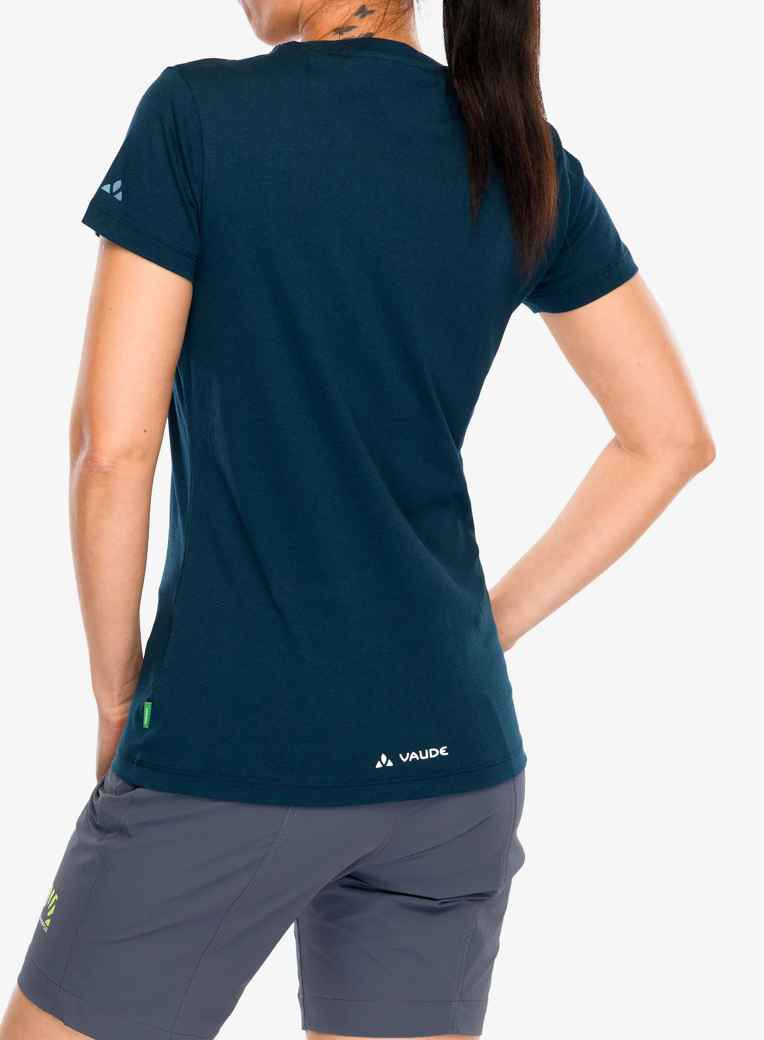 Ženska majica s tiskom Vaude Cyclist T-Shirt V - dark sea/blue