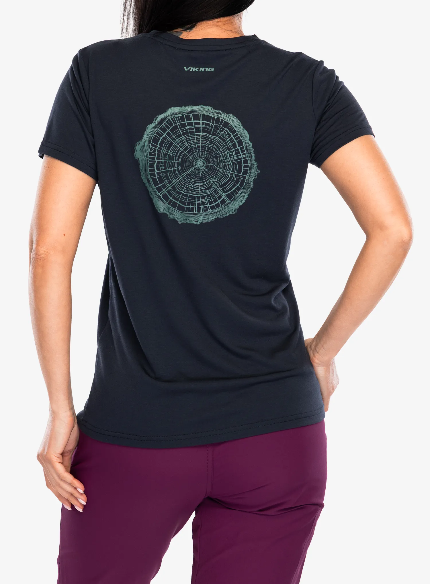 Ženska majica s tiskom Viking Rune Bamboo - navy/turquise