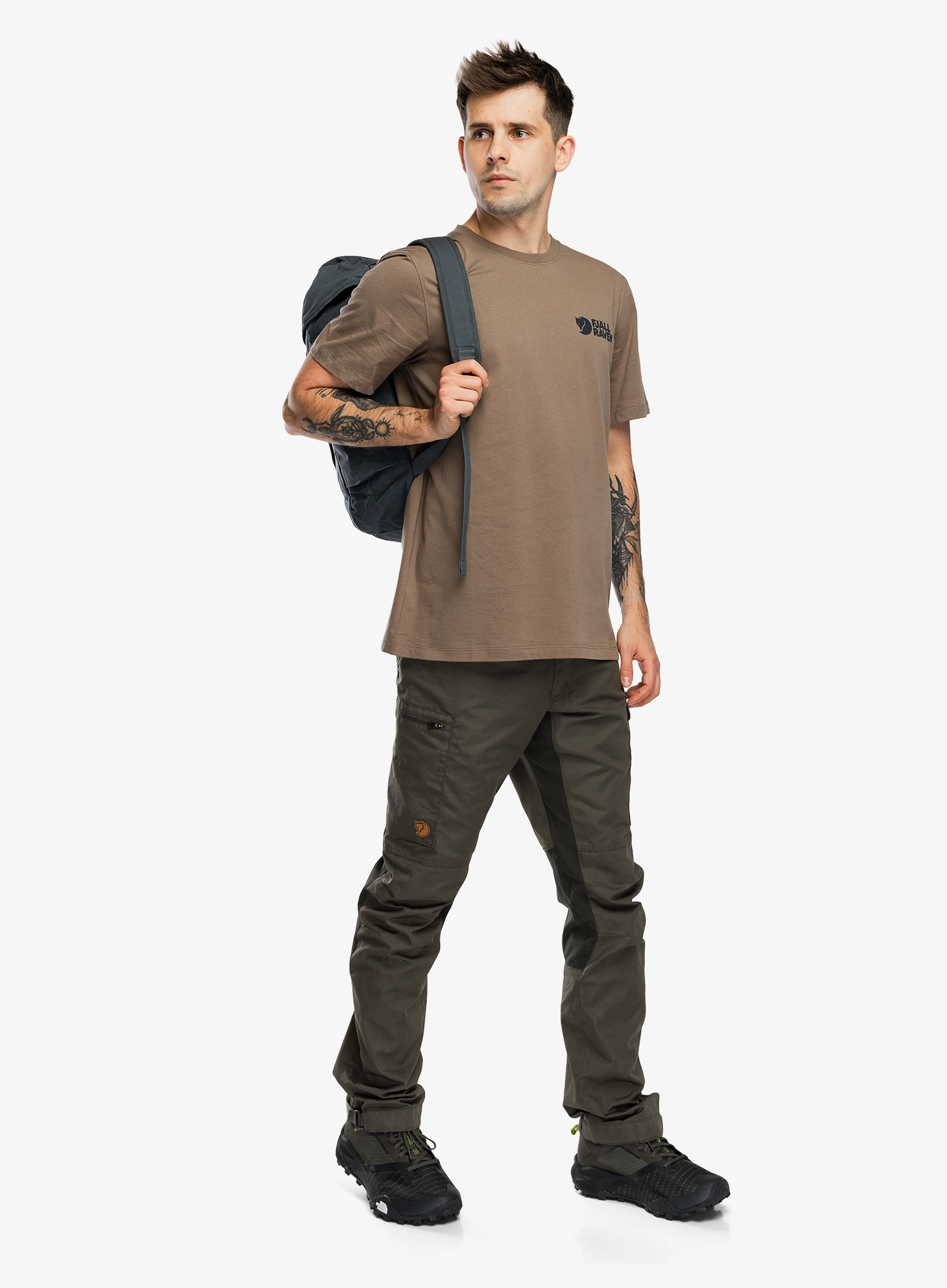 Majica s tiskom Fjallraven Swedish Forest T-Shirt - suede brown
