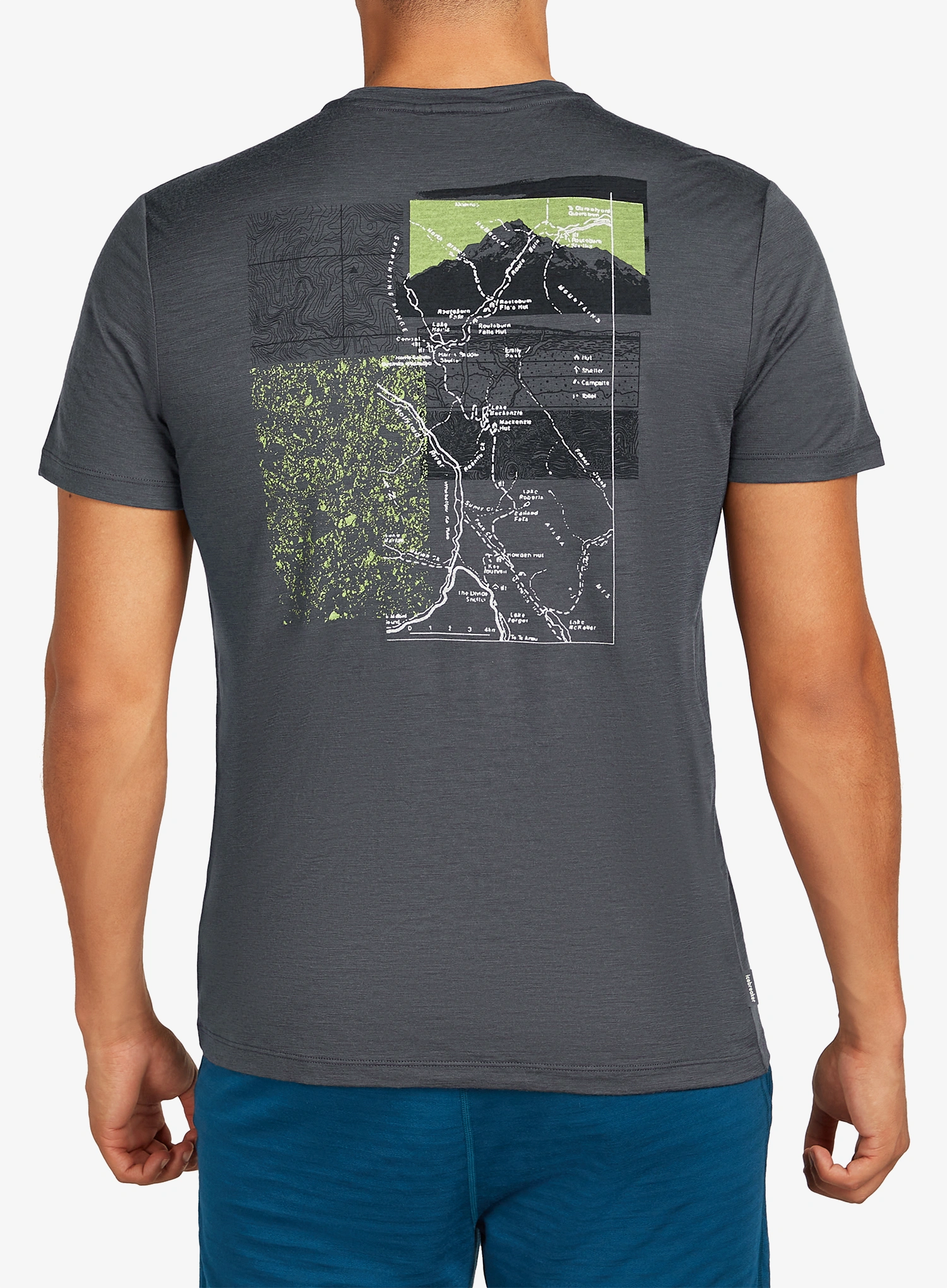 Majica s tiskom Icebreaker Merino 150 Tech Lite SS Tee Infographic - obsidian
