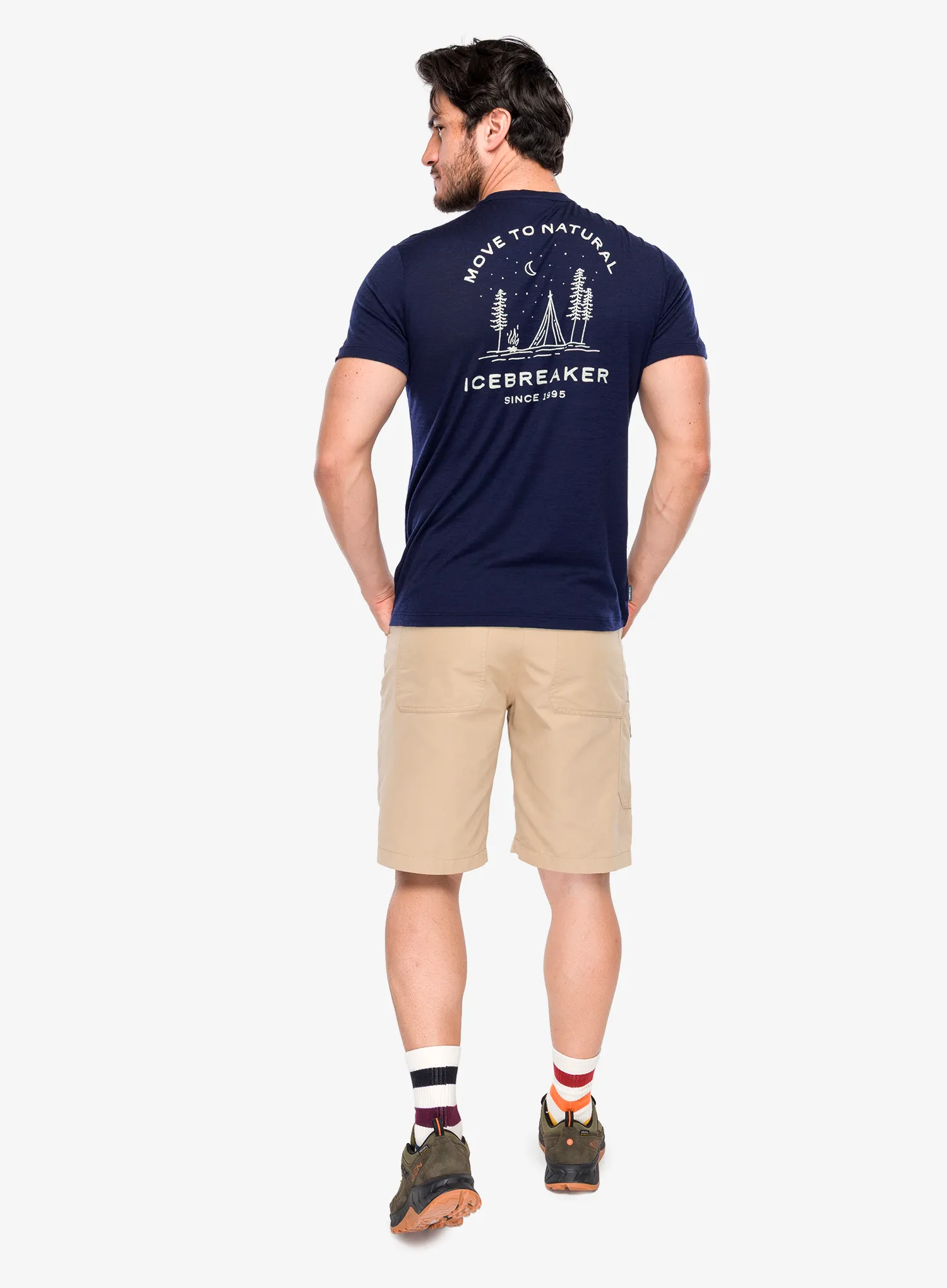 Majica s tiskom Icebreaker Merino 150 Tech Lite SS Tee Peaceful Pass - midnight navy