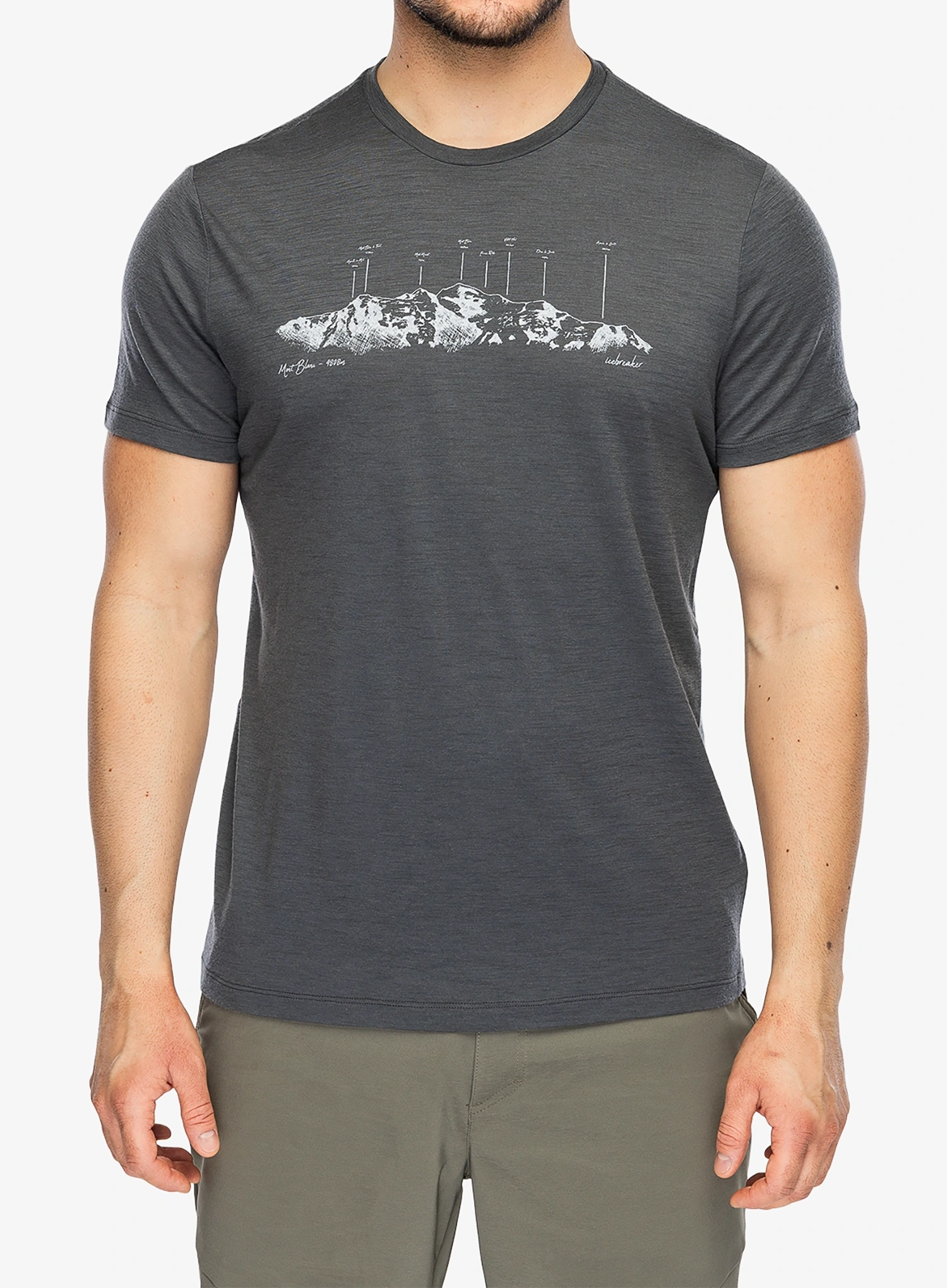 Majica s tiskom Icebreaker Merino 150 Tech Lite SS Tee The Peaks - obsidian