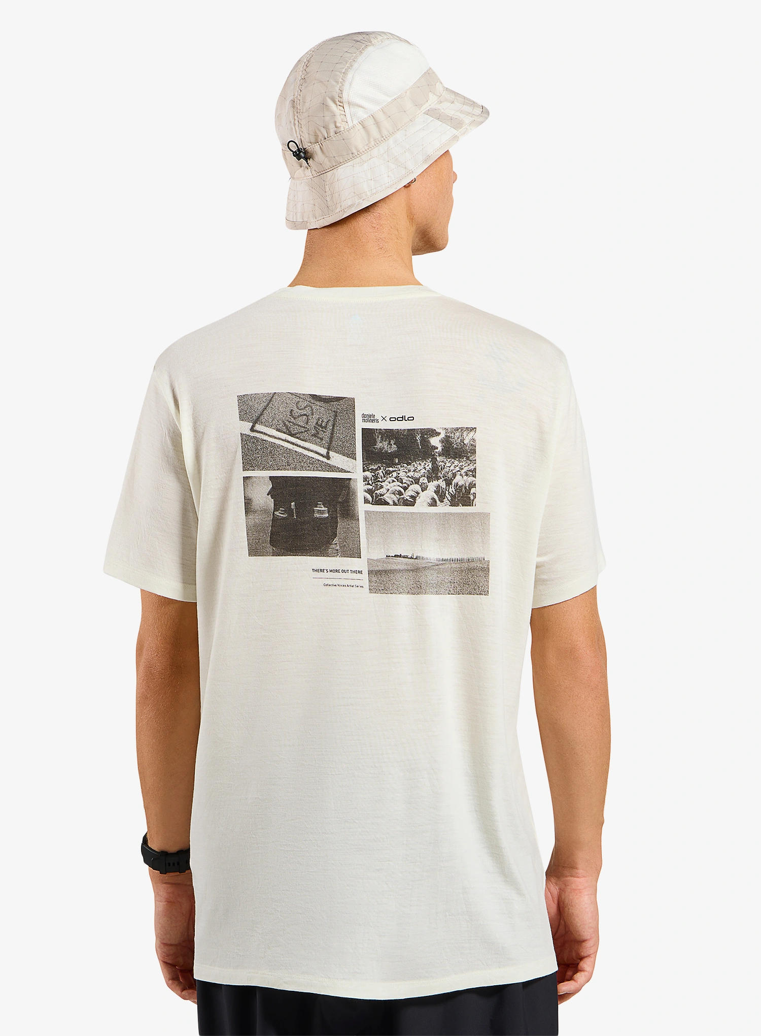 Majica s tiskom Odlo Merino 160 Postcards Crew Neck S/S - gardenia