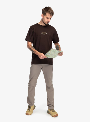 Majica s tiskom Patagonia 95 Oval Logo T-Shirt - den brown/heliotropic